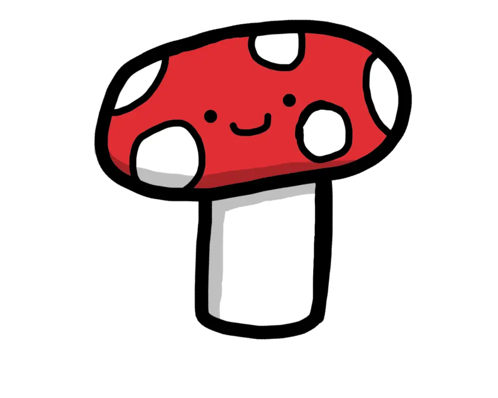 Cute Cartoon Mushroom with Happy Expression