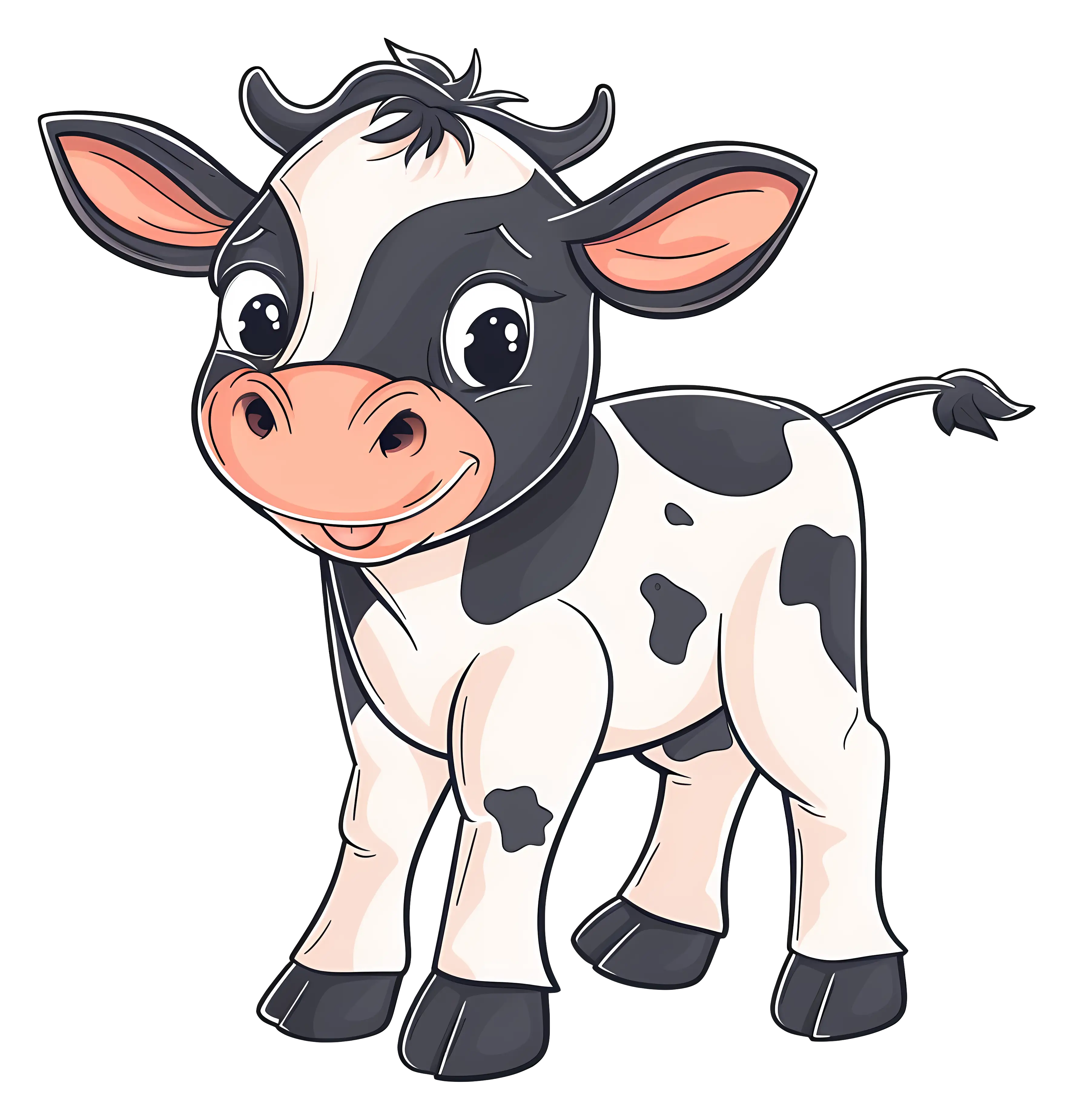 Cute Cartoon Cow With Sweet Expression