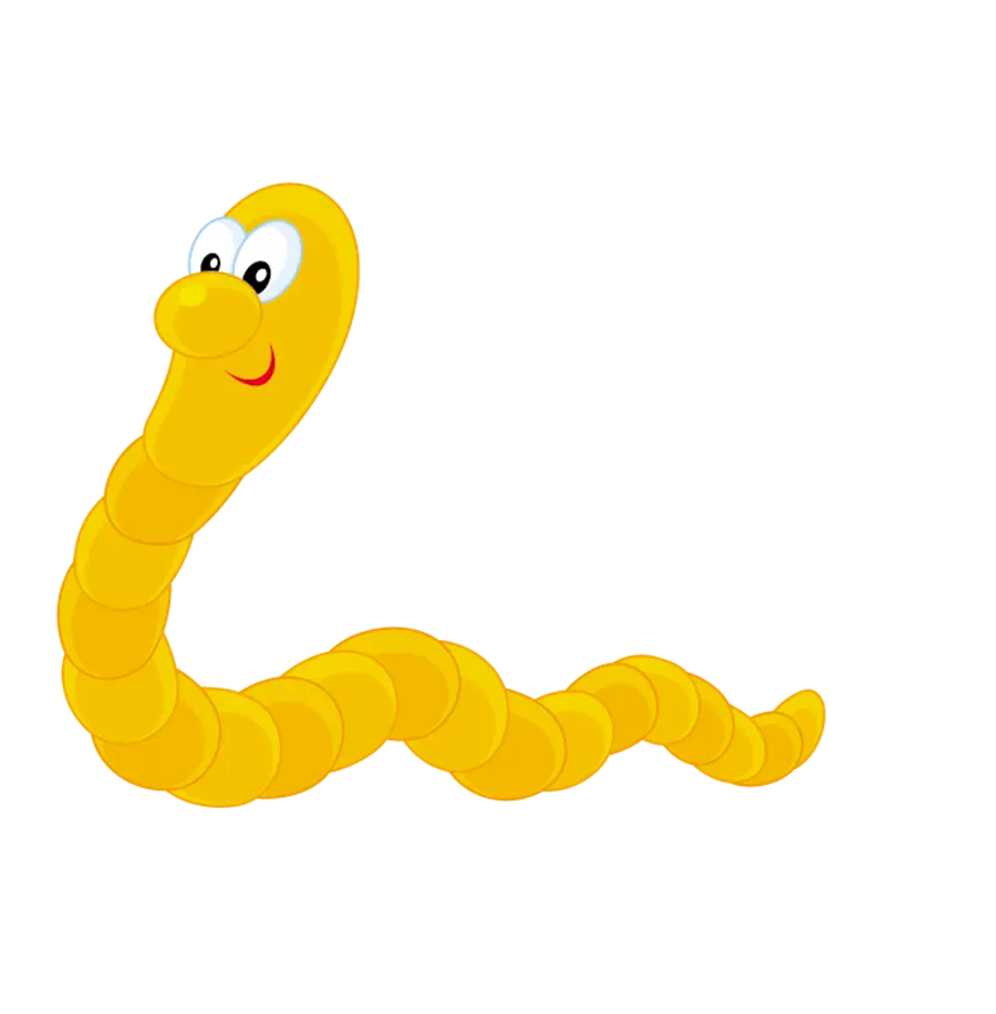 Yellow Worm Cartoon Illustration