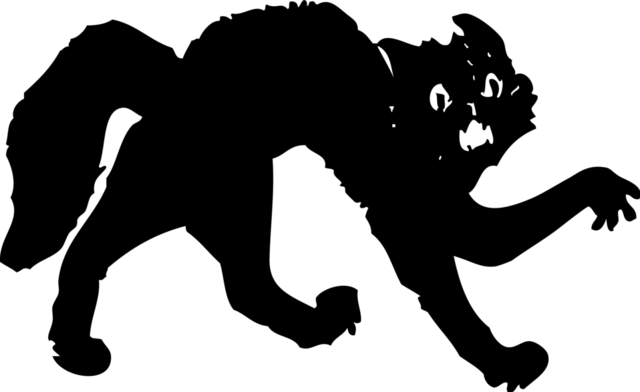 Black Silhouette of a Scared Cat for Halloween