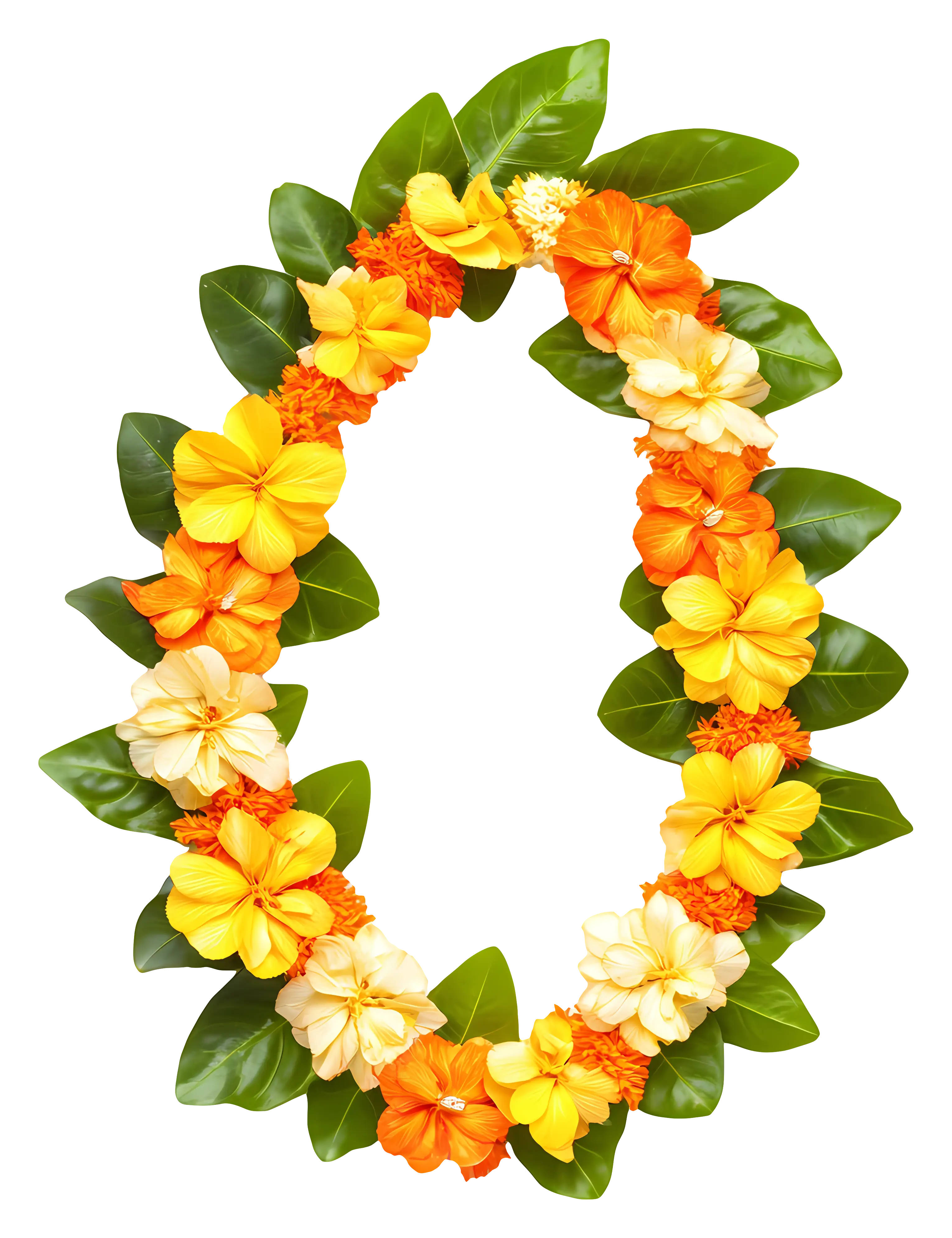 Yellow Flower Garland with Green Leaves