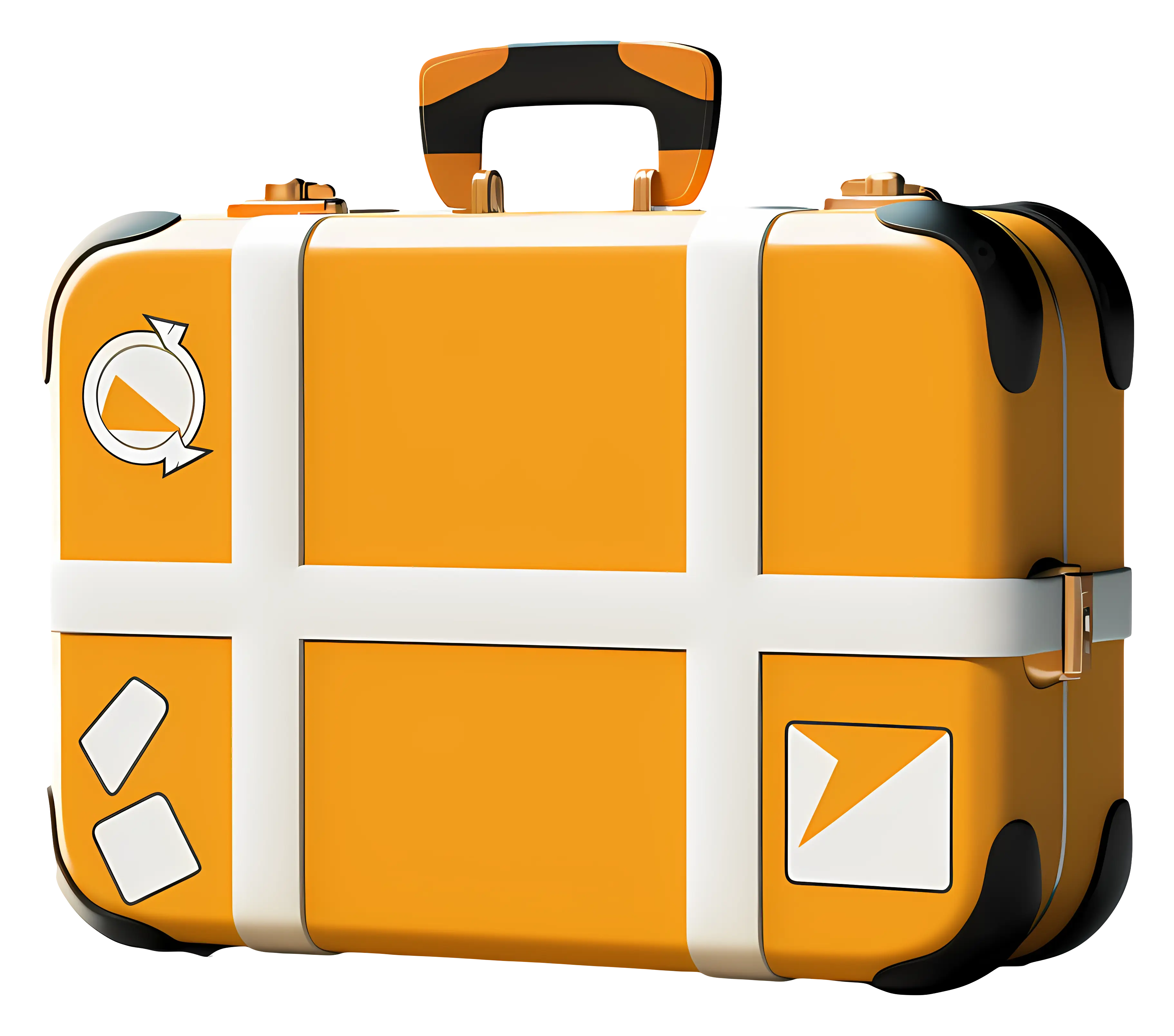 Yellow Suitcase with White Straps for Travel