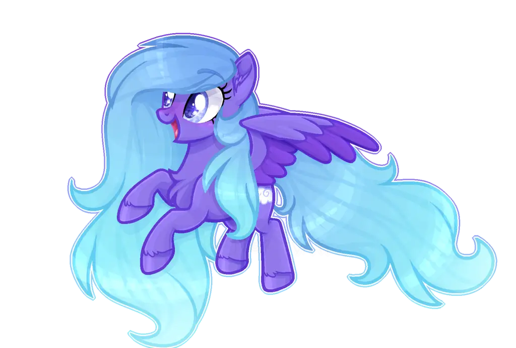 Blue Cartoon Pony with Flowing Hair