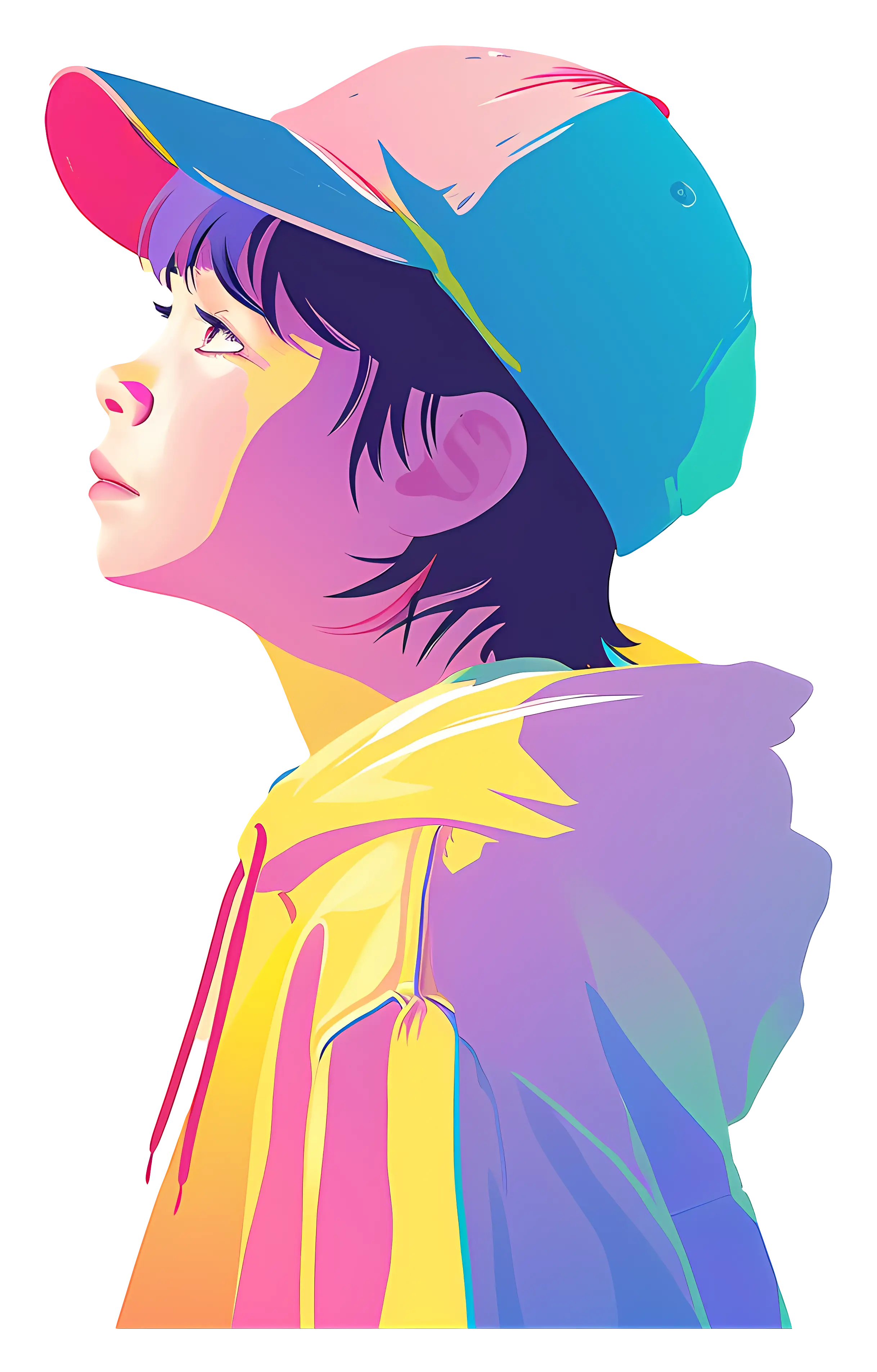 Colorful Portrait of a Youth in a Hat