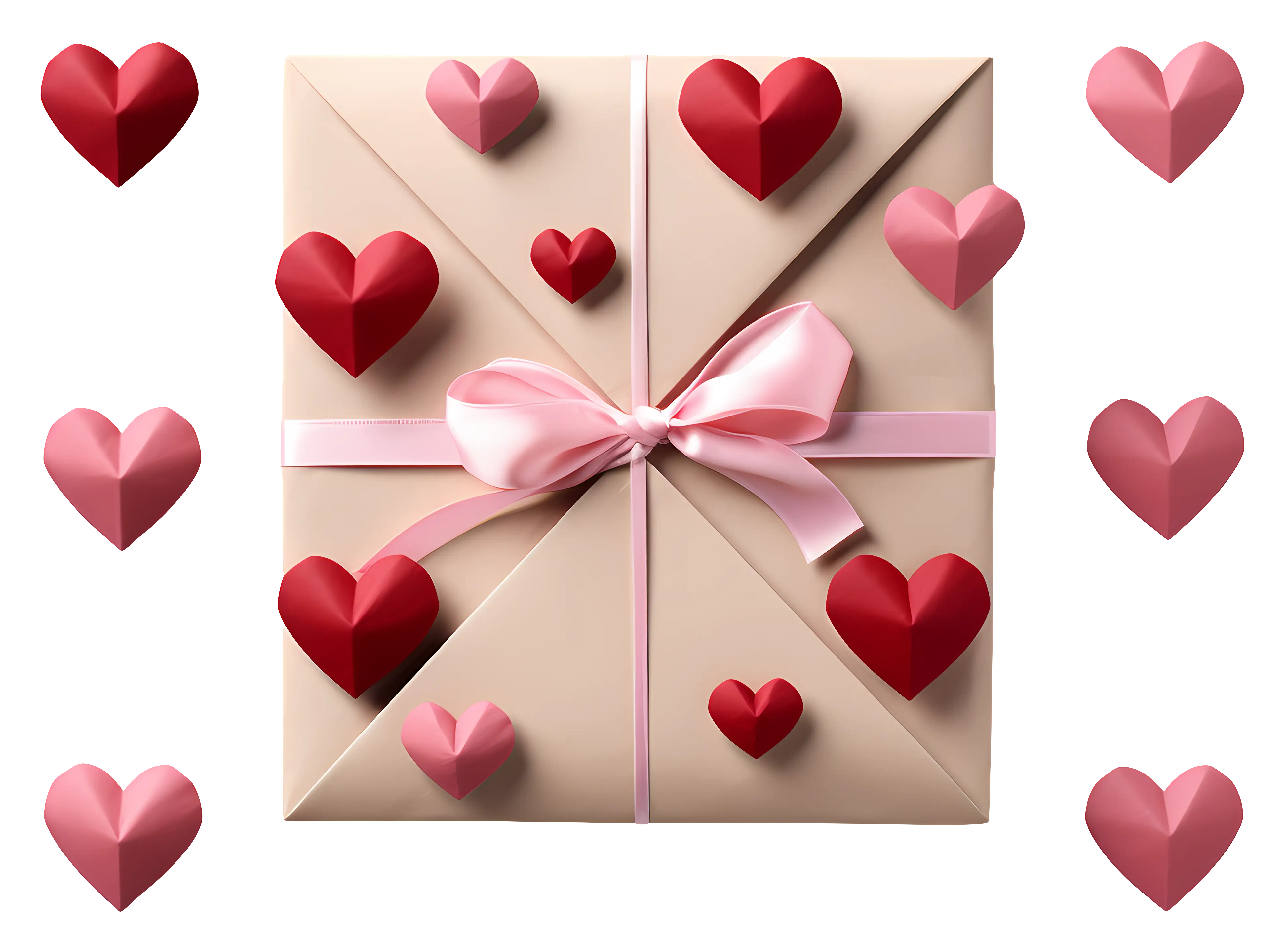 Gift Box Decorated with Hearts