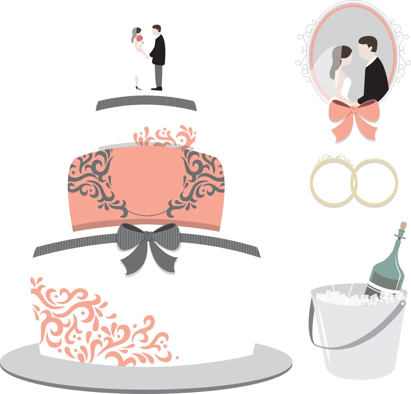 Elegant Wedding Cake with Decorations