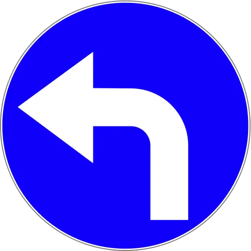 Blue Left Turn Traffic Sign for Navigation