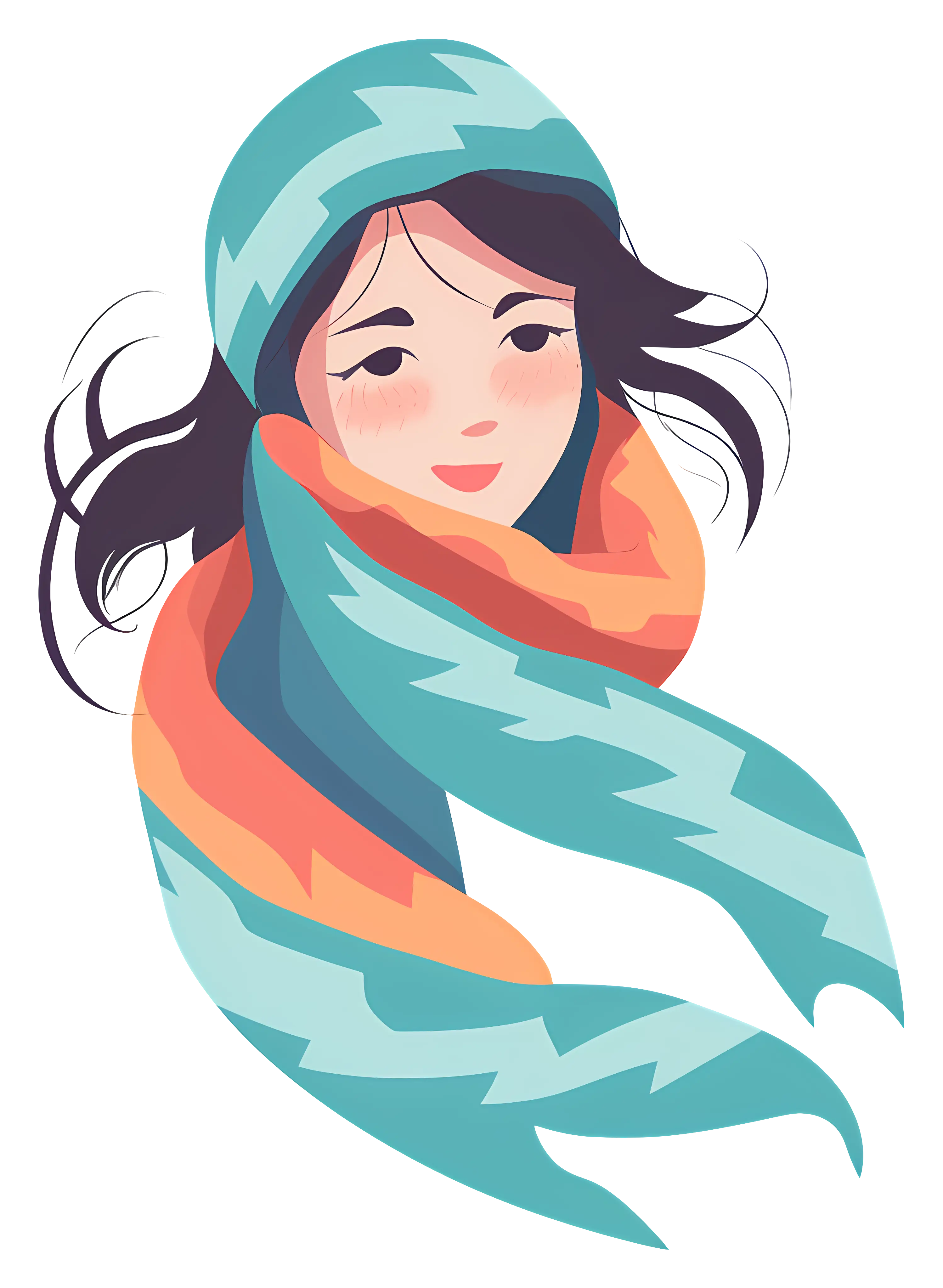 Girl with Colorful Scarf