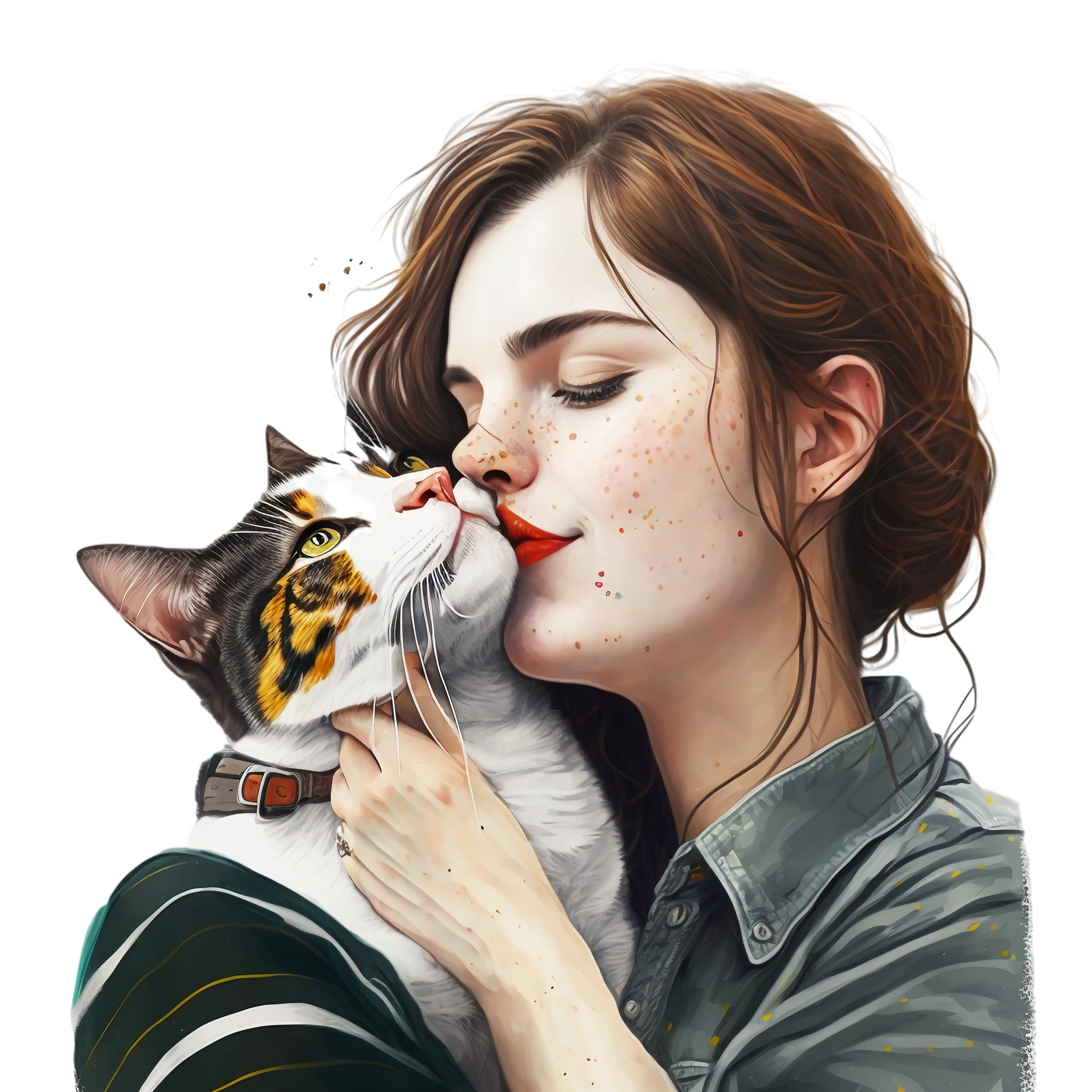 Woman Showing Affection to Cat