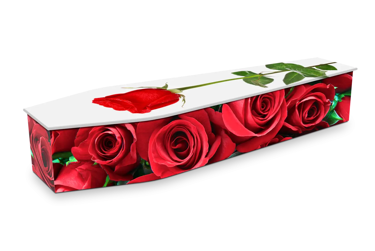Coffin Decorated with Red Roses