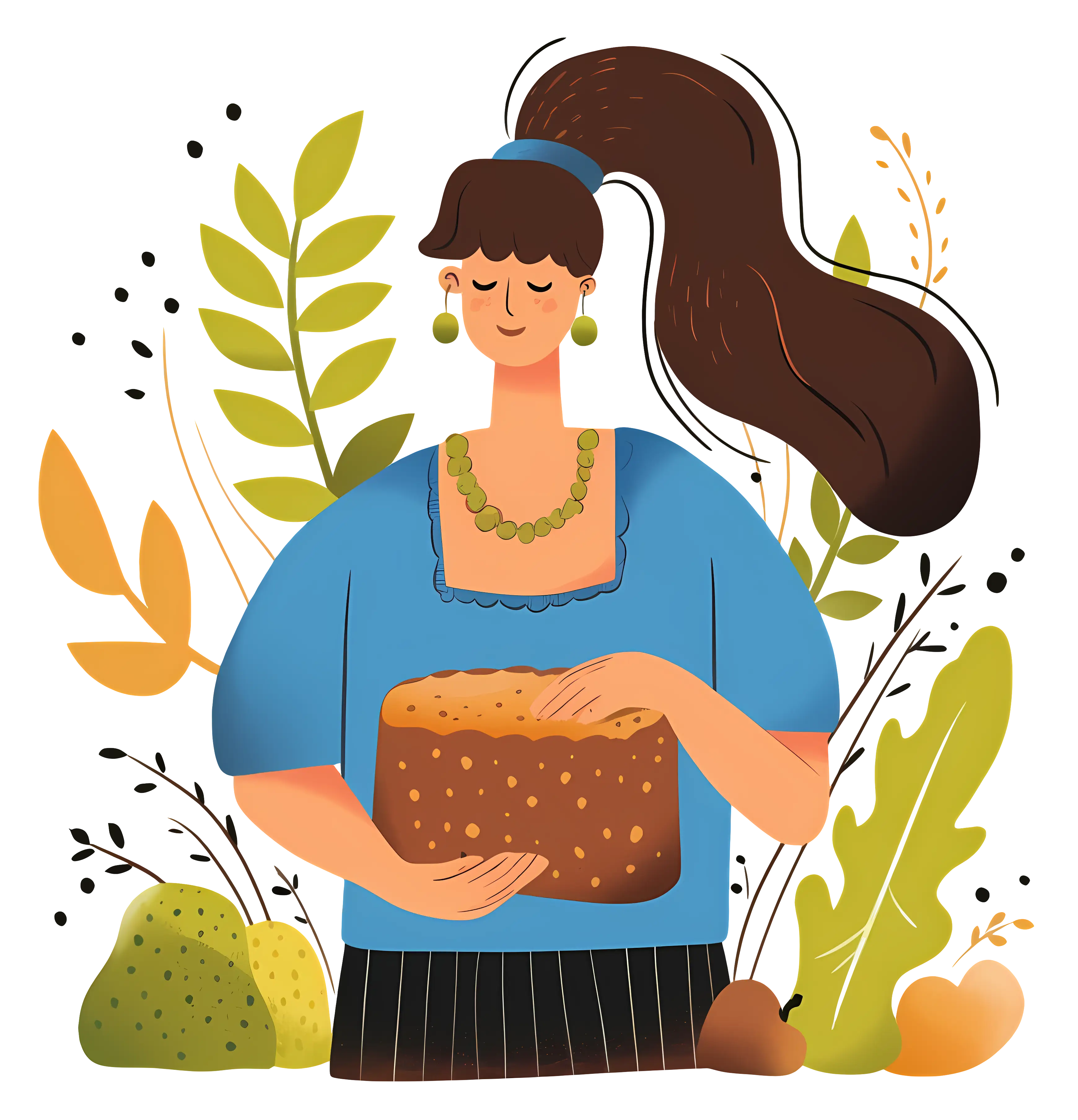 Woman Holding Fresh Bread