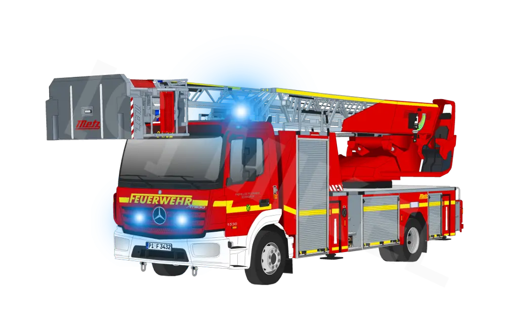 Fire Truck with Ladder and Emergency Lights