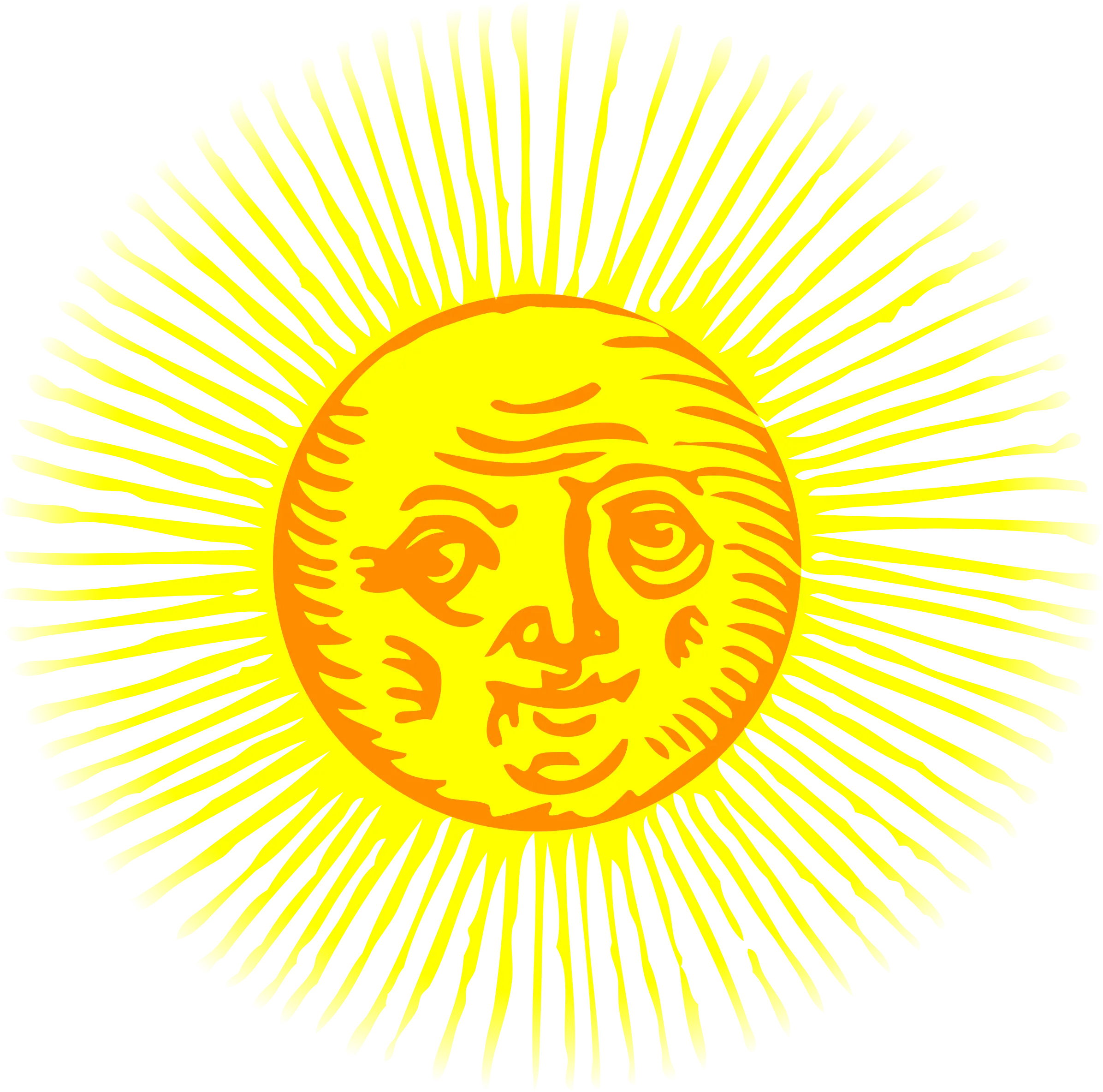 Artistic Yellow Sun with Facial Expressions