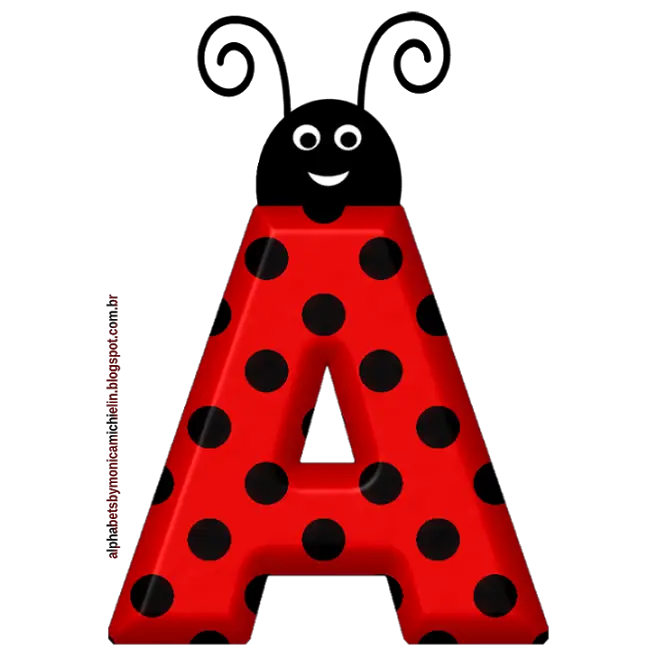 Cute Red Letter A with Ladybug Design