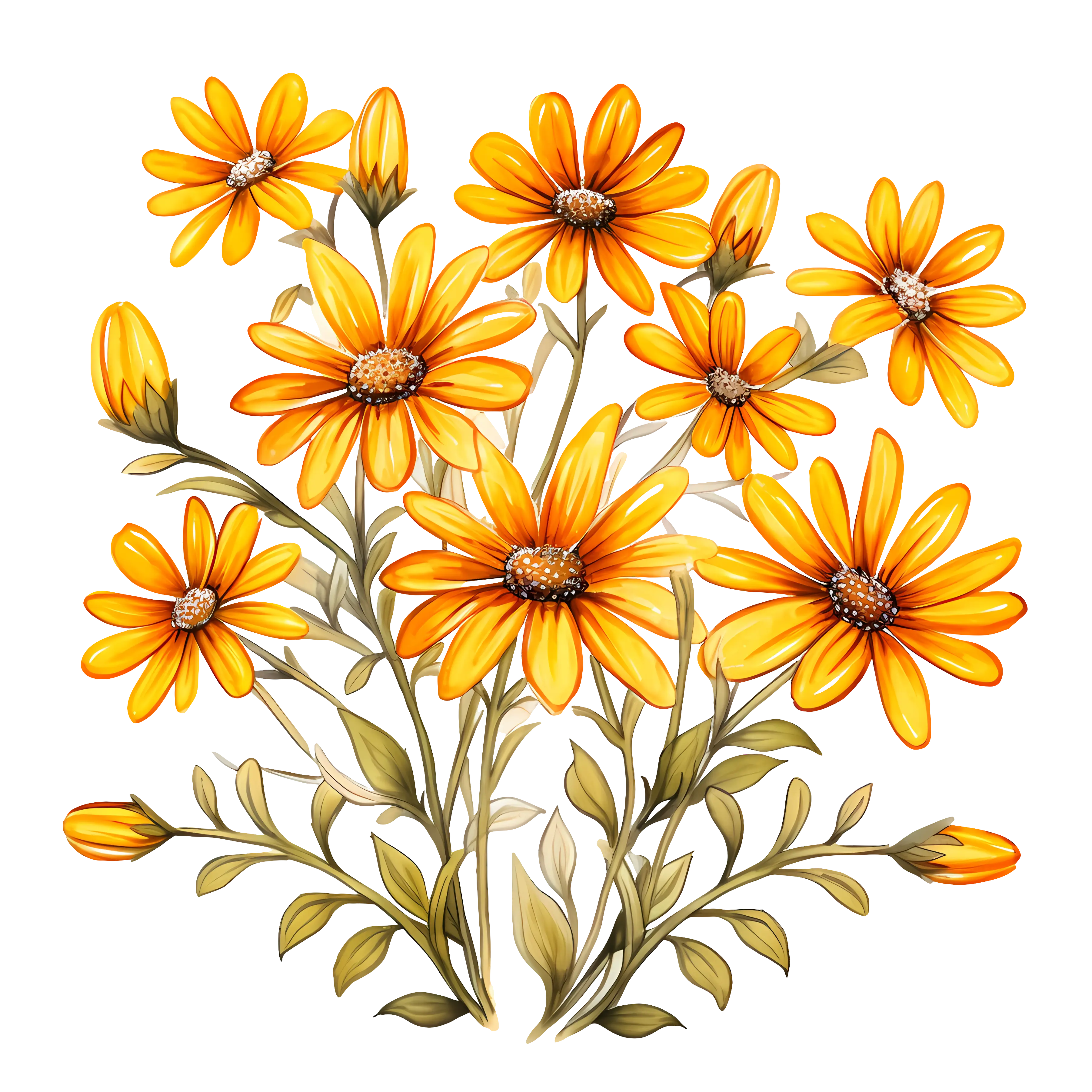 Yellow Daisies Painting Illustration
