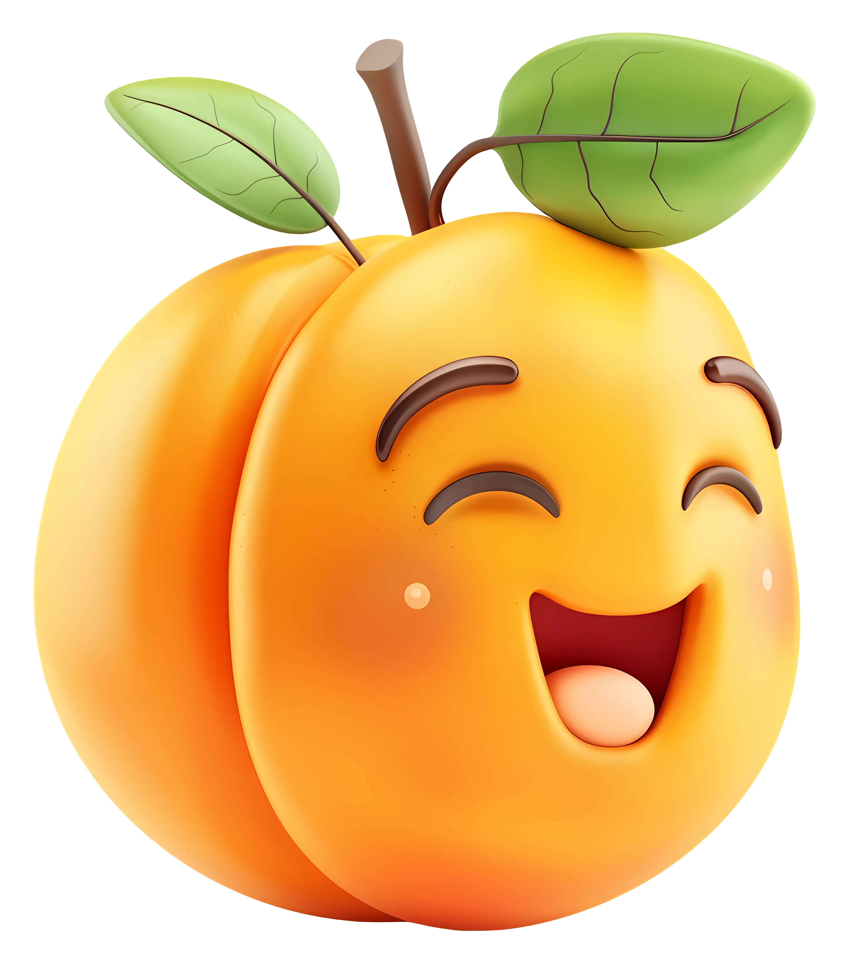 Happy Cartoon Peach with Cheerful Expression