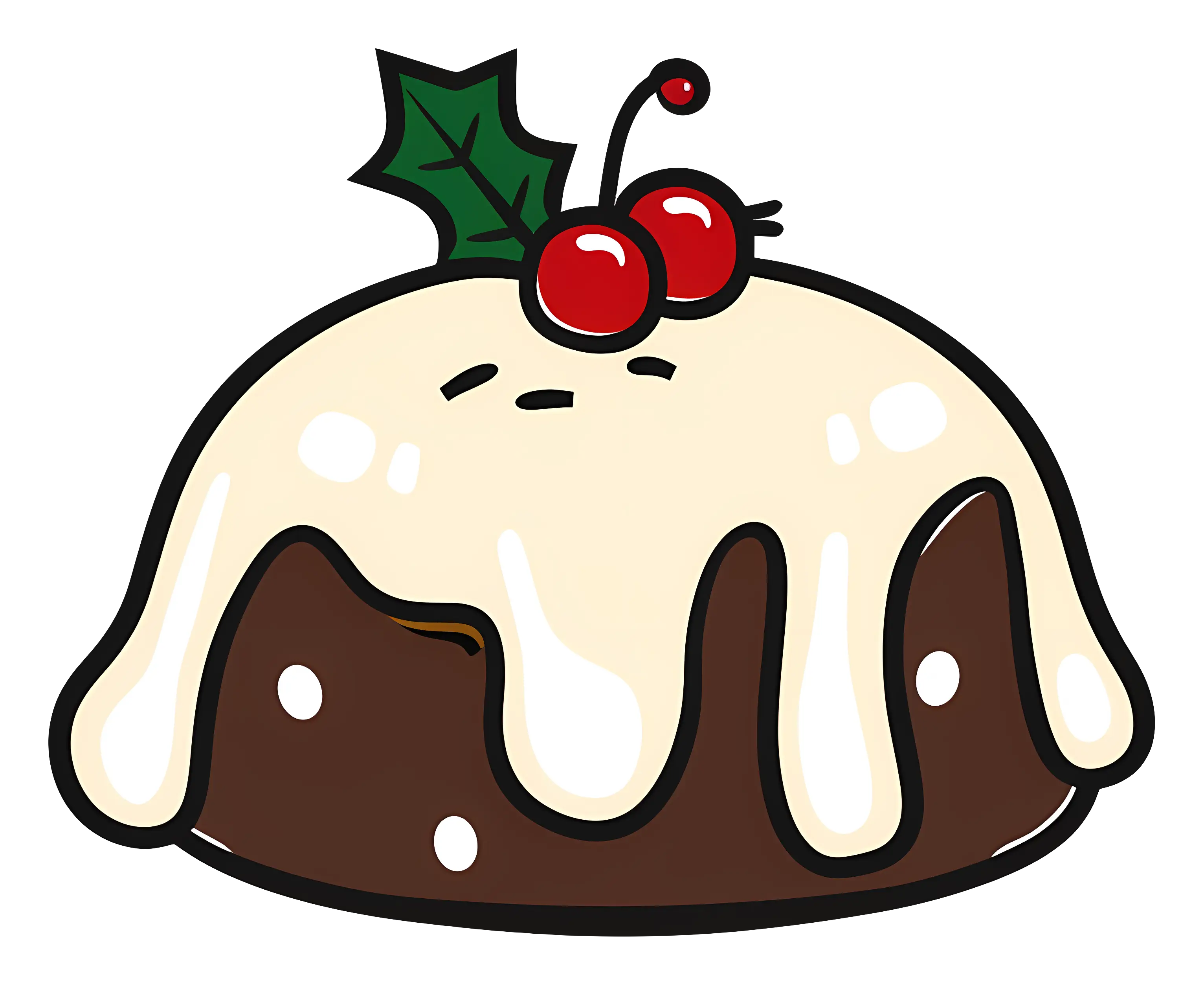 Christmas Pudding with Icing and Cherry