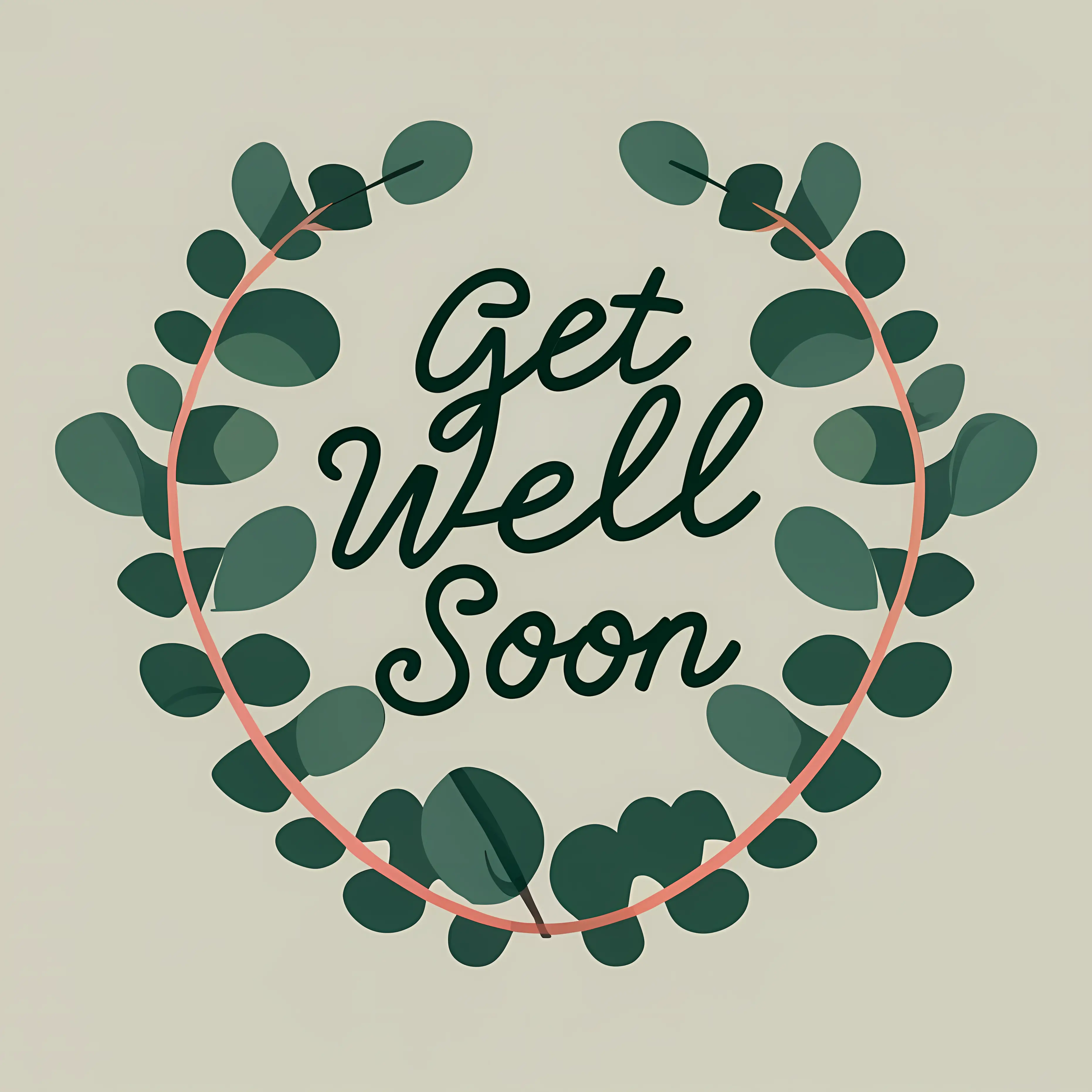 Get Well Soon Message with Leaf Frame Illustration