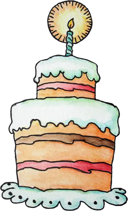 Birthday Cake with Candle Illustration