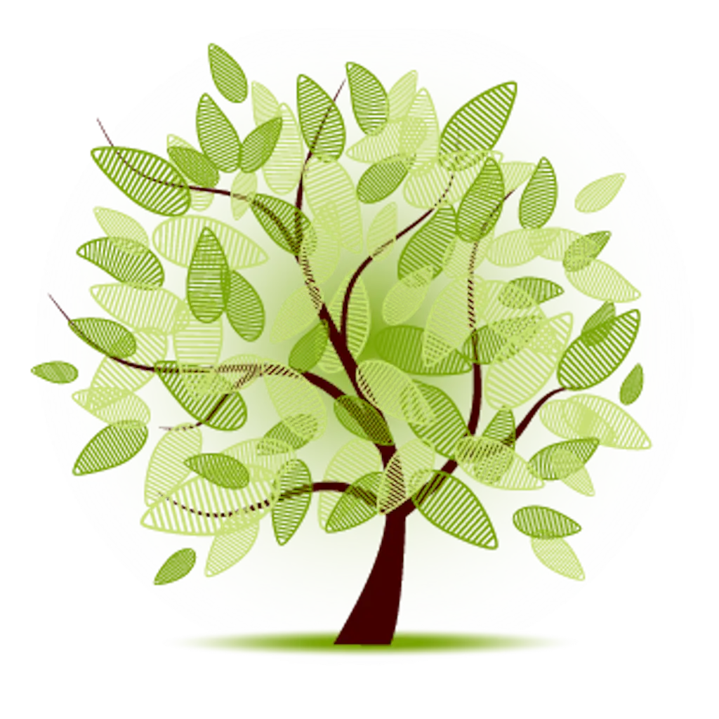 Decorative Green Tree with Abstract Leaves