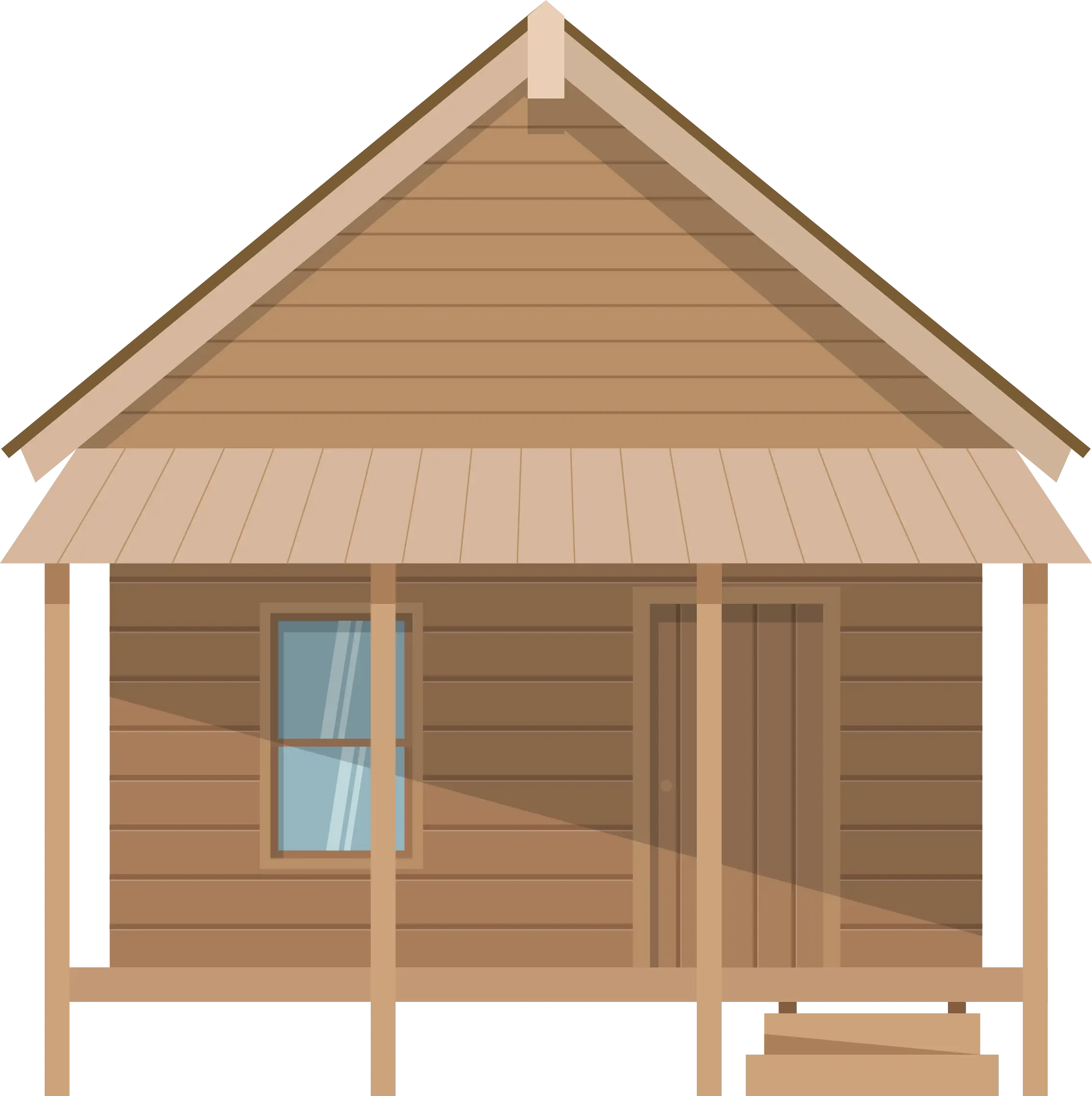 Rustic Wooden House with Porch Illustration