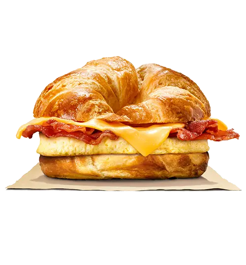 Croissant Breakfast Sandwich with Bacon and Egg