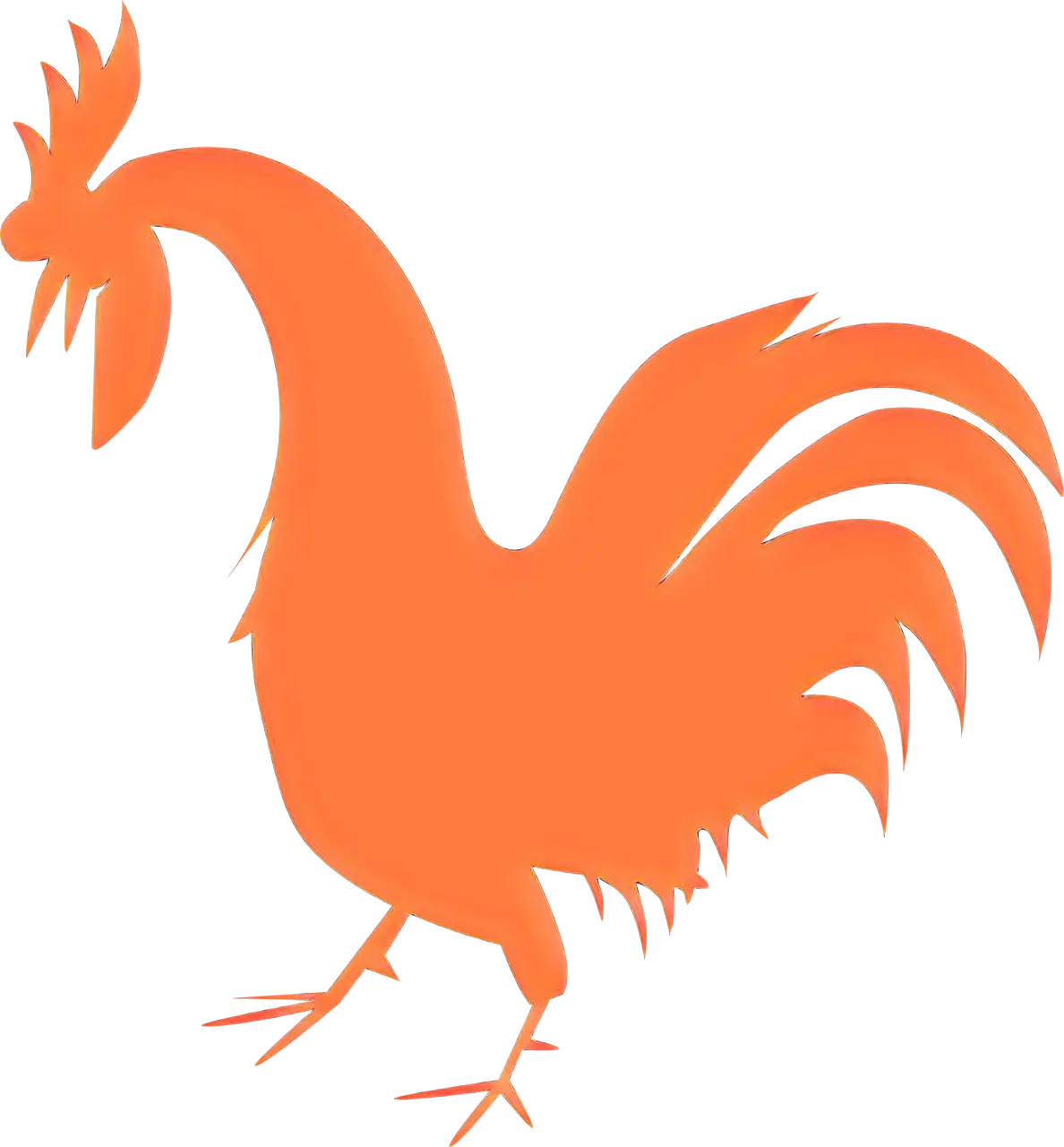Orange Rooster Silhouette Illustration