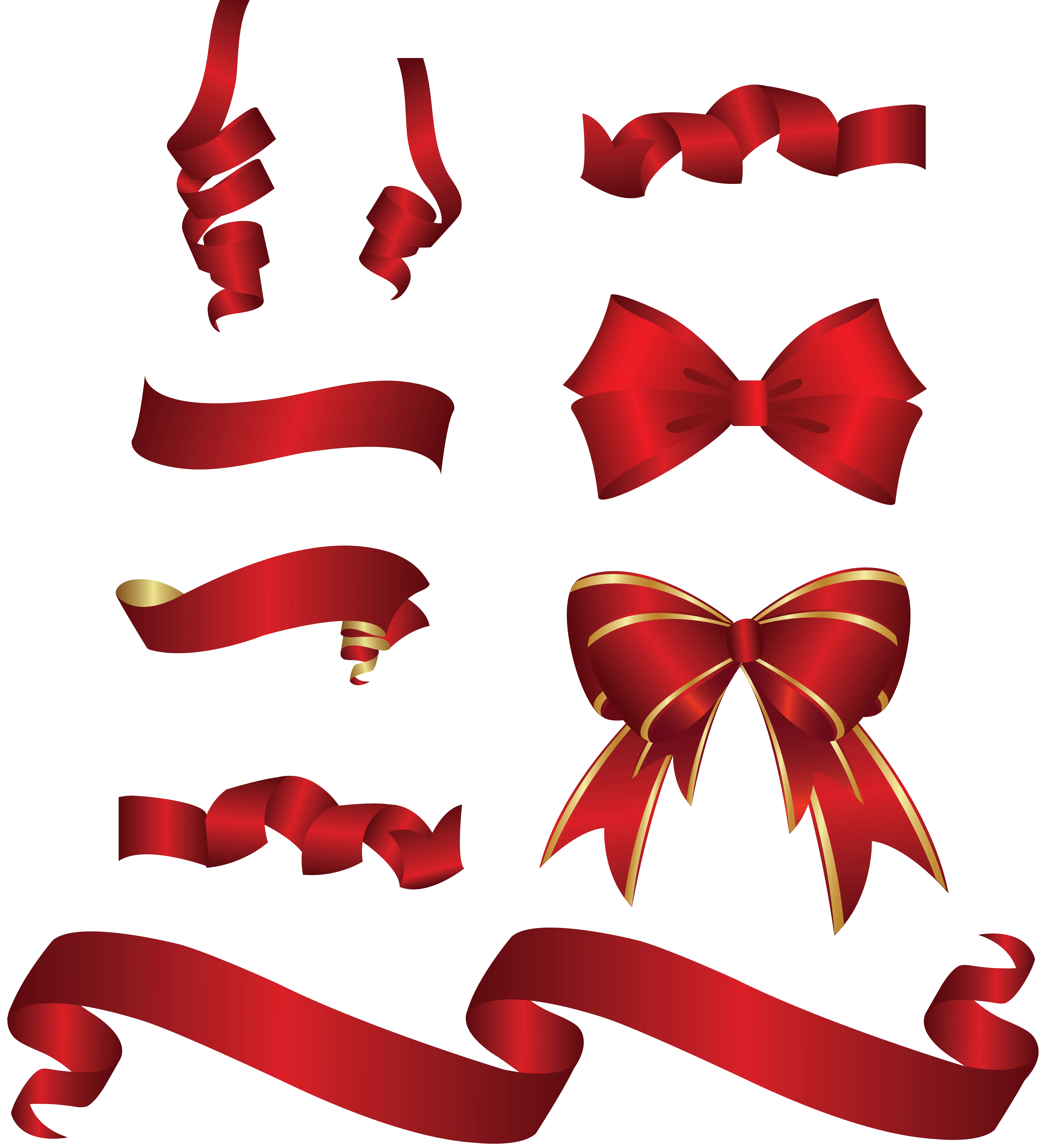 Red Decorative Ribbons and Bows Set