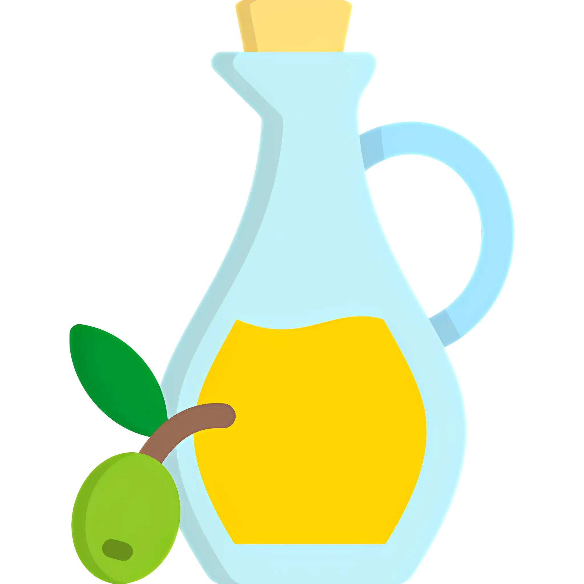 Olive Oil Bottle and Fresh Olive Illustration