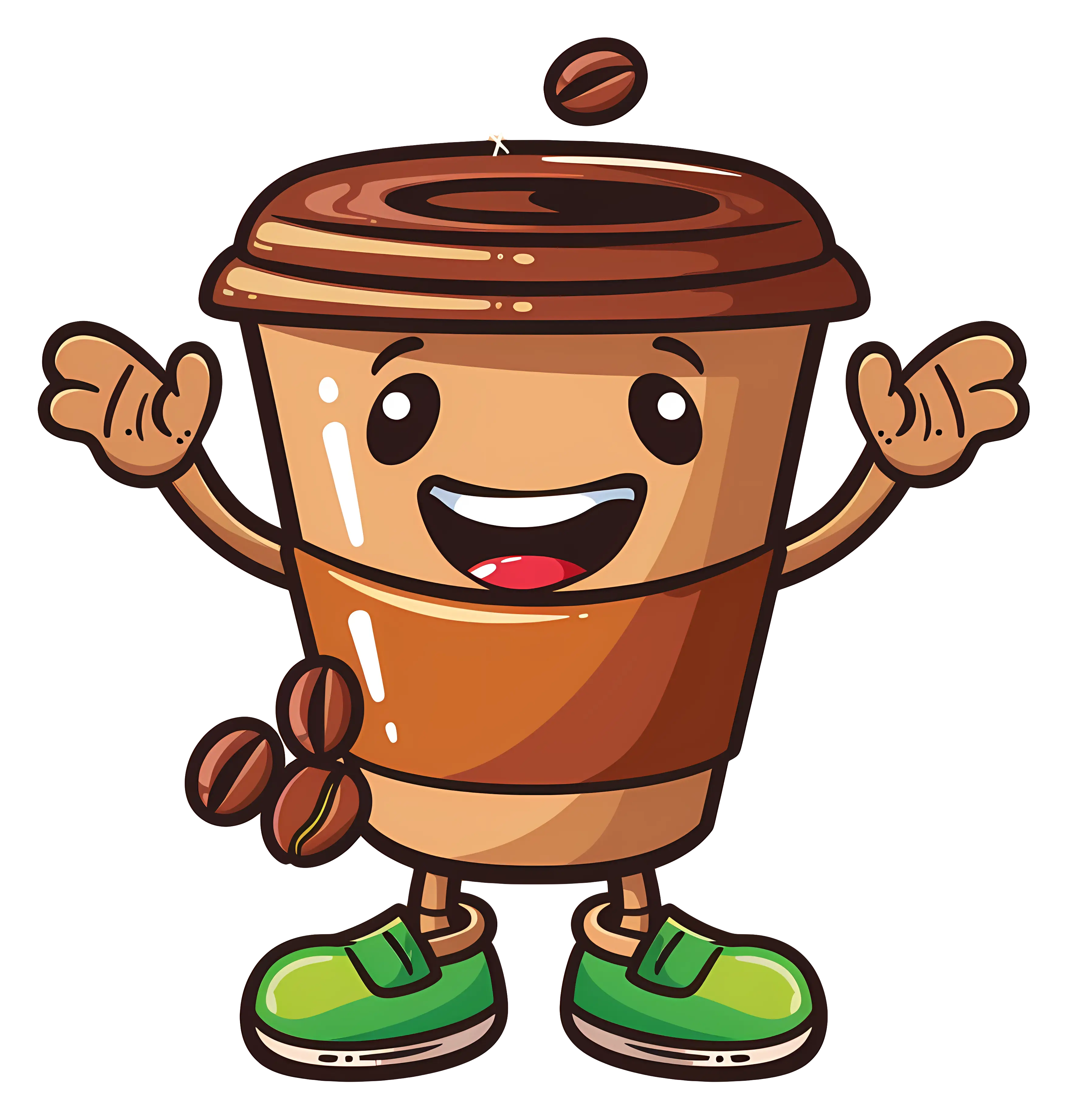 Happy Coffee Cup Cartoon Illustration