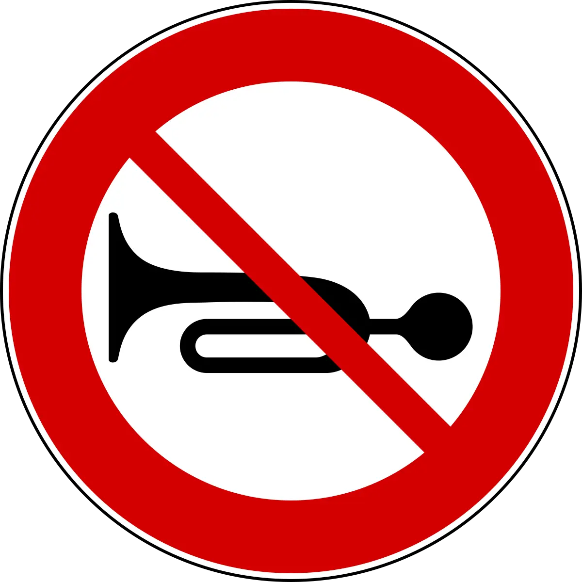 No Horn Symbol Traffic Regulation Sign