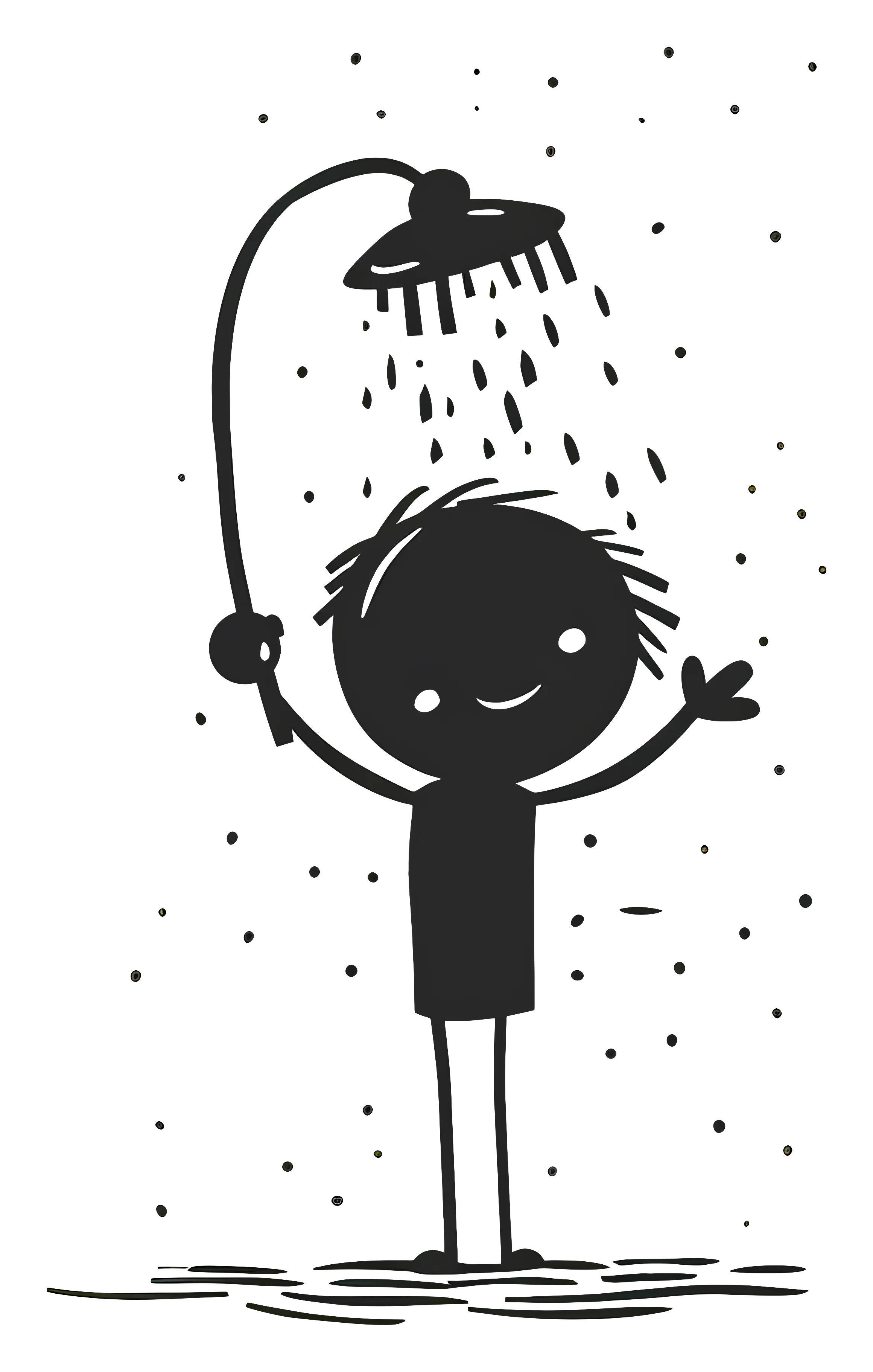Cartoon Character Taking a Shower