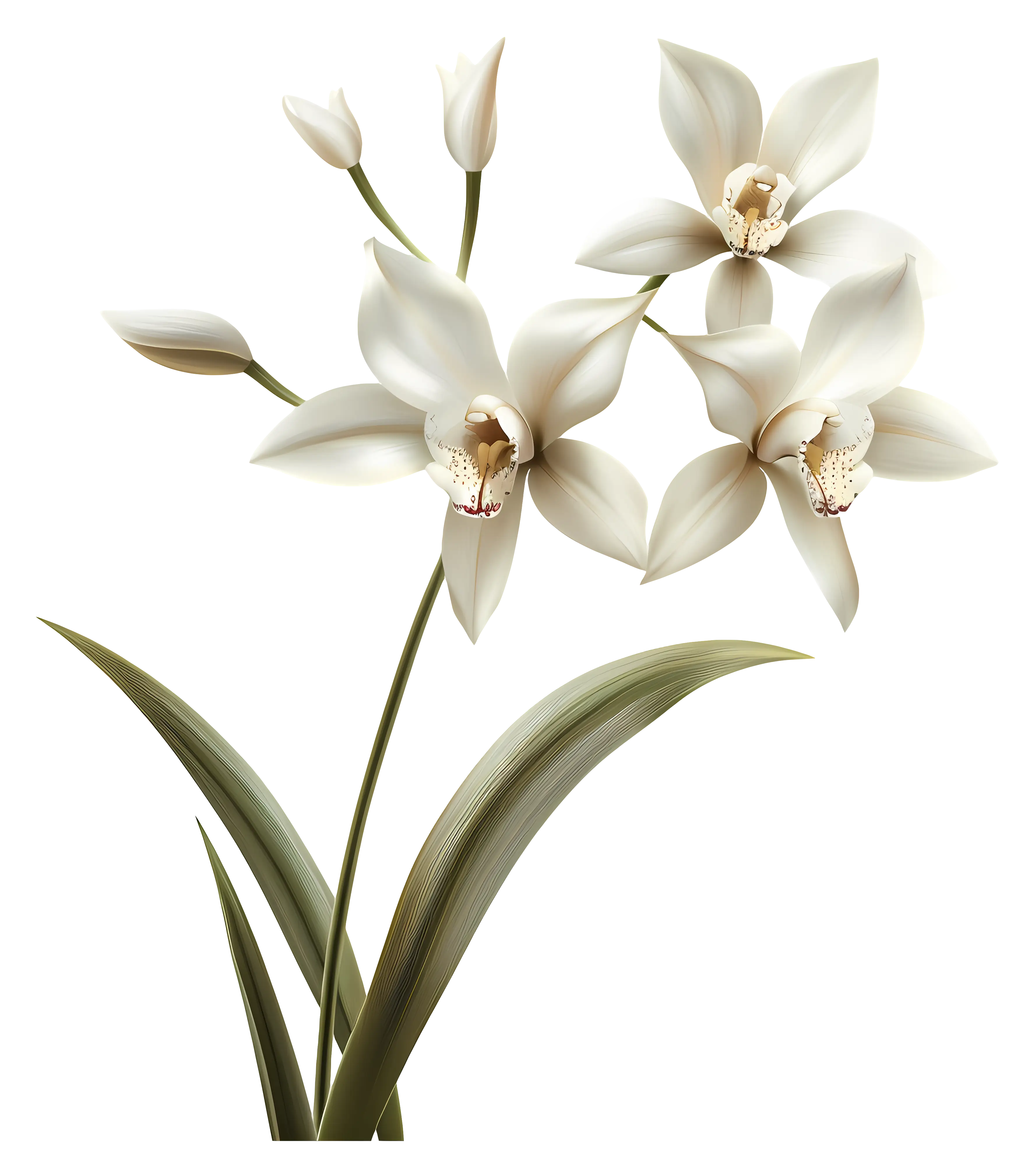 White Orchid Flower Illustration