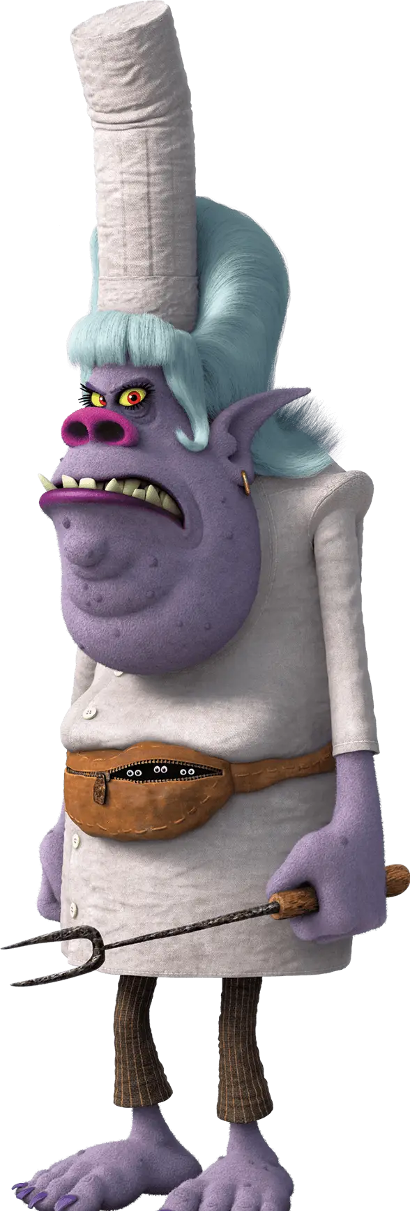 Purple Cartoon Chef Holding a Fork