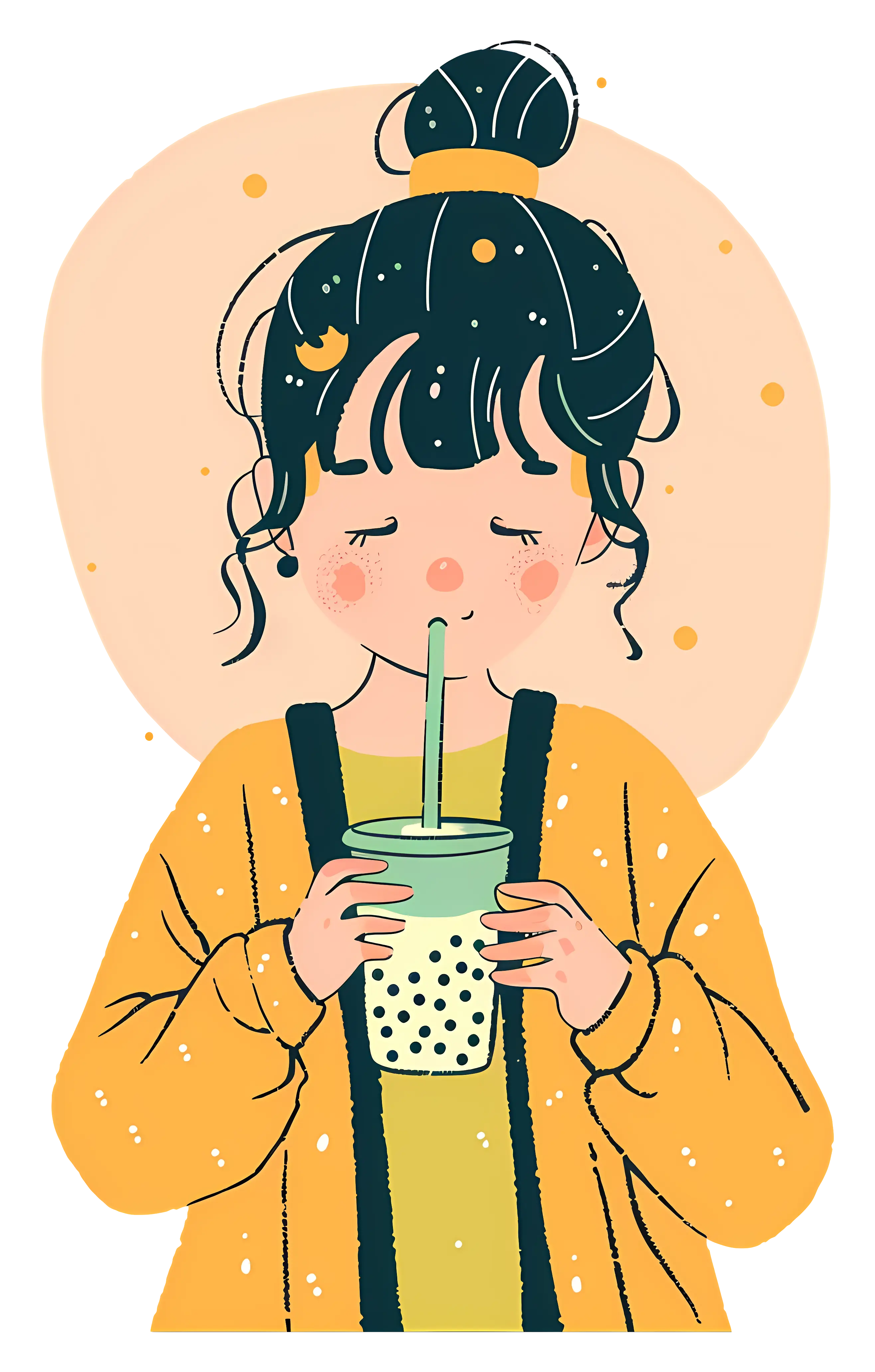 Person Drinking Bubble Tea with Straw
