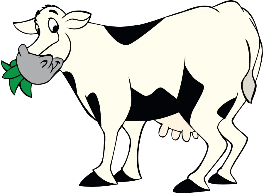 Cartoon Cow Eating Grass