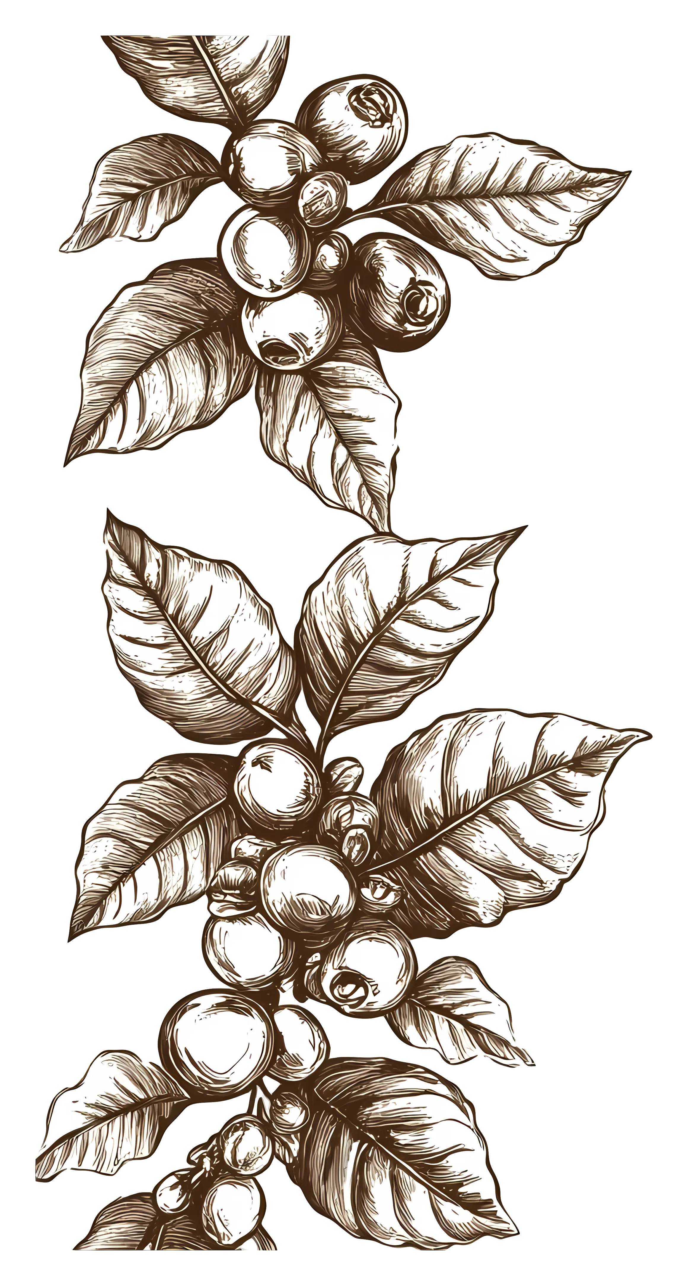 Coffee Plant with Berries and Leaves