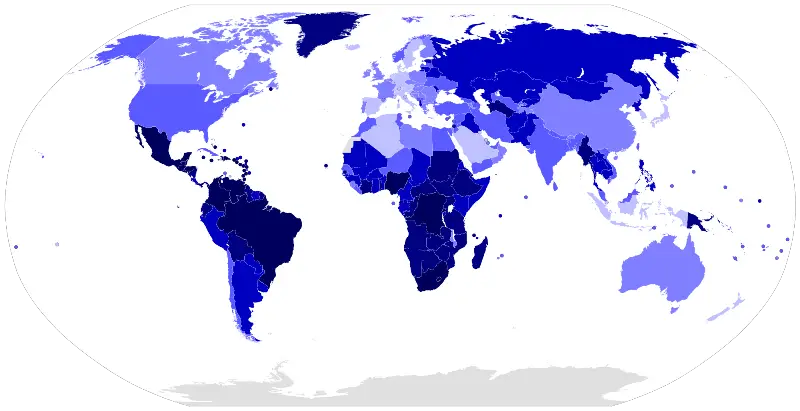 World Map with Blue Gradient Design