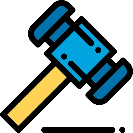 Cartoon Judge Gavel Icon for Legal Concepts