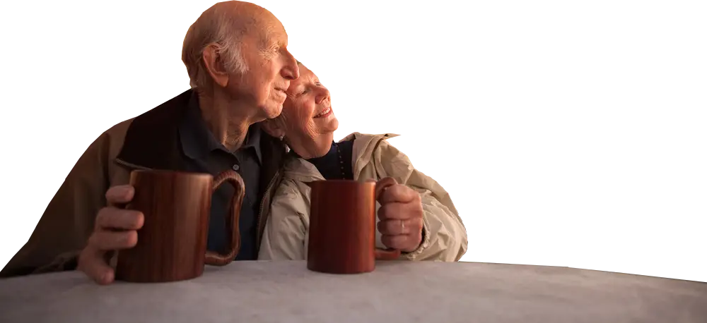 Elderly Couple with Mugs