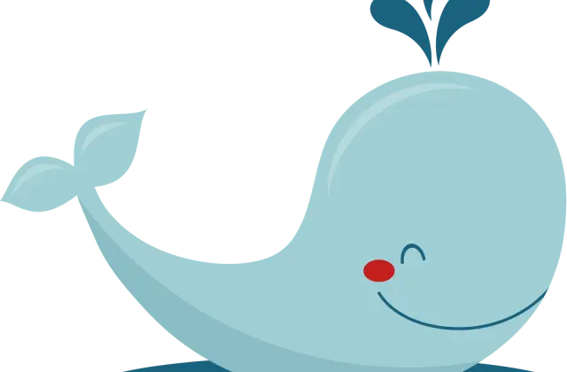 Blue Cartoon Whale with Cheerful Expression