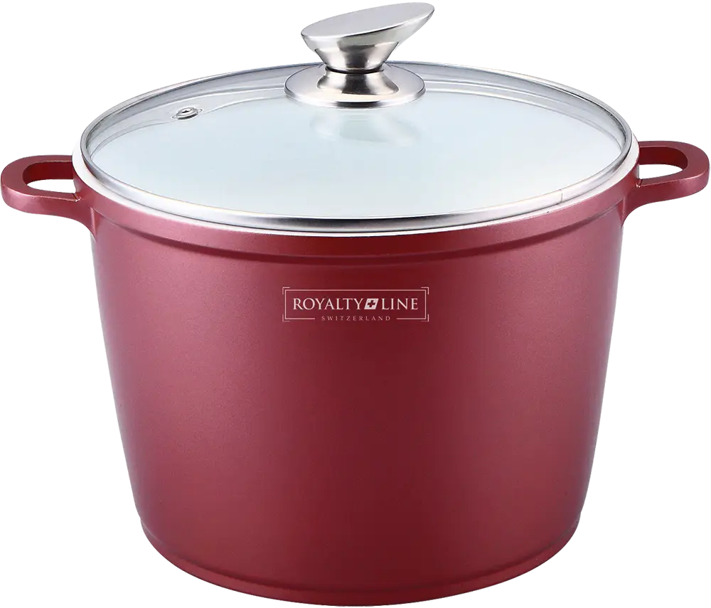 Red Cooking Pot with Stainless Steel Lid