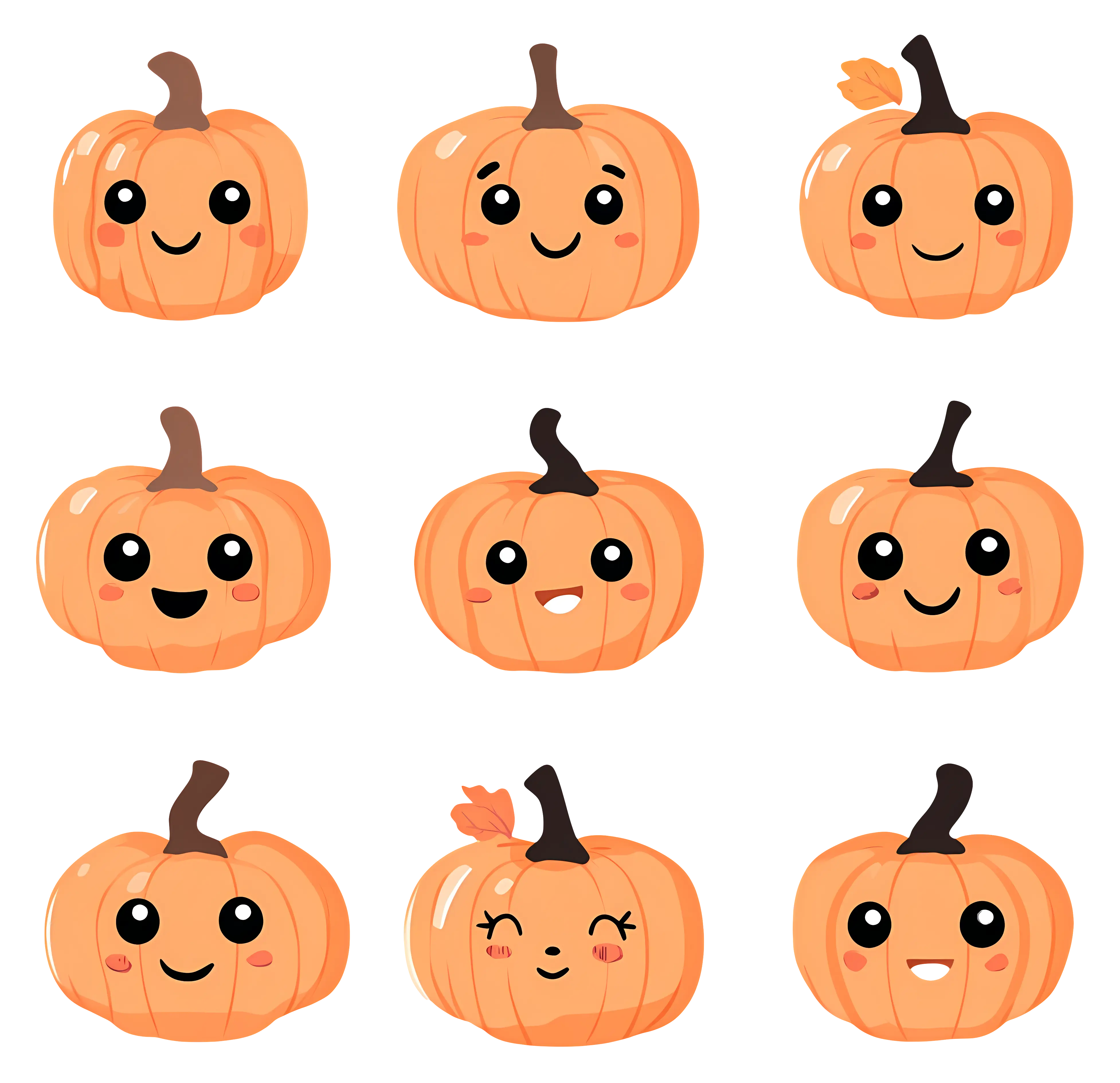 Cute Animated Pumpkins with Halloween Smiles