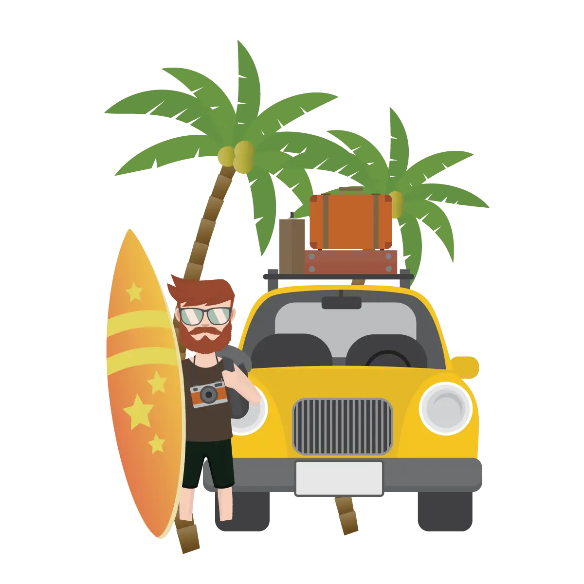 Surfer with Car and Surfboard
