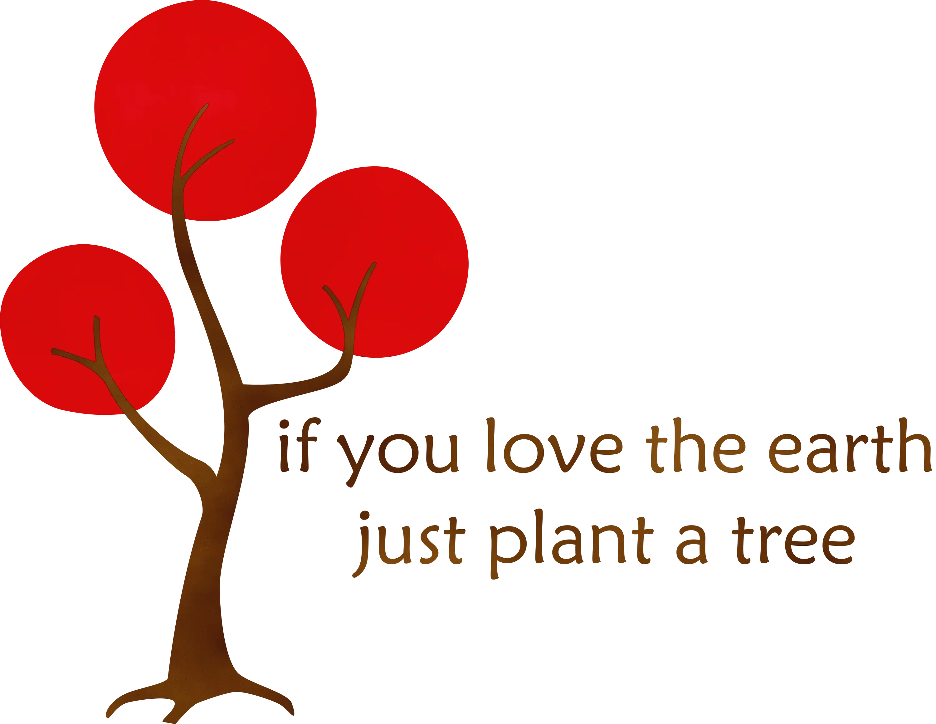 Tree with Red Leaves and Environmental Message