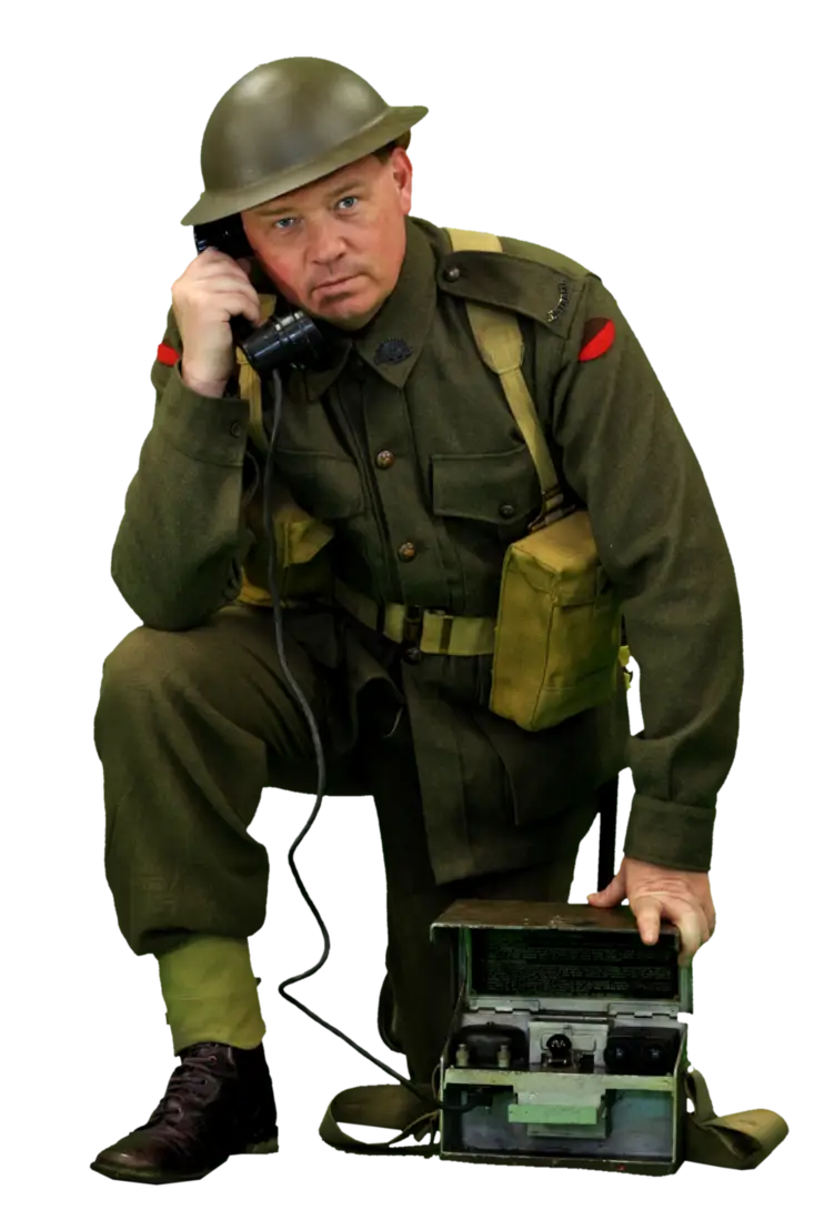 Soldier Communicating in Uniform