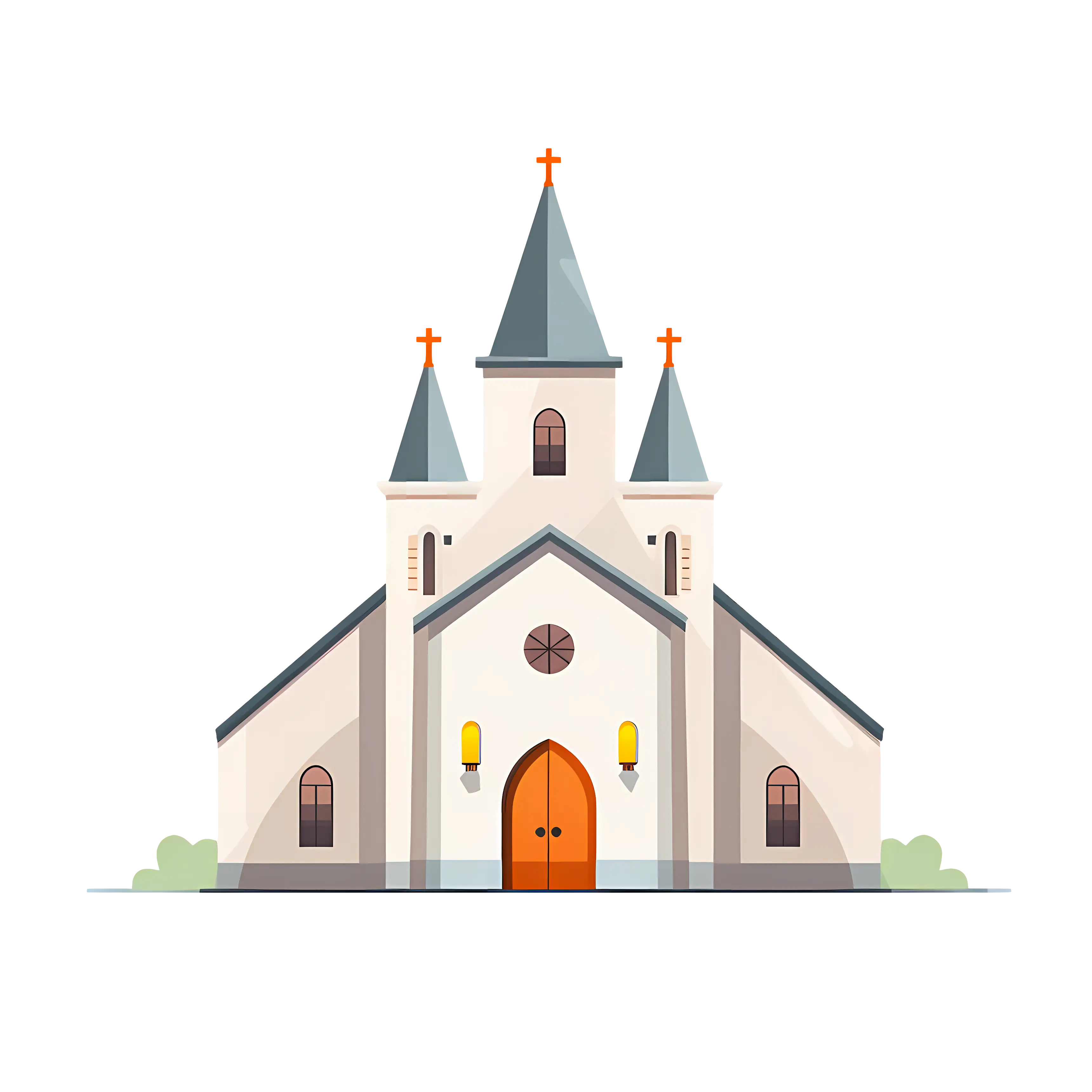 Charming Cartoon-Style Church with Steeple
