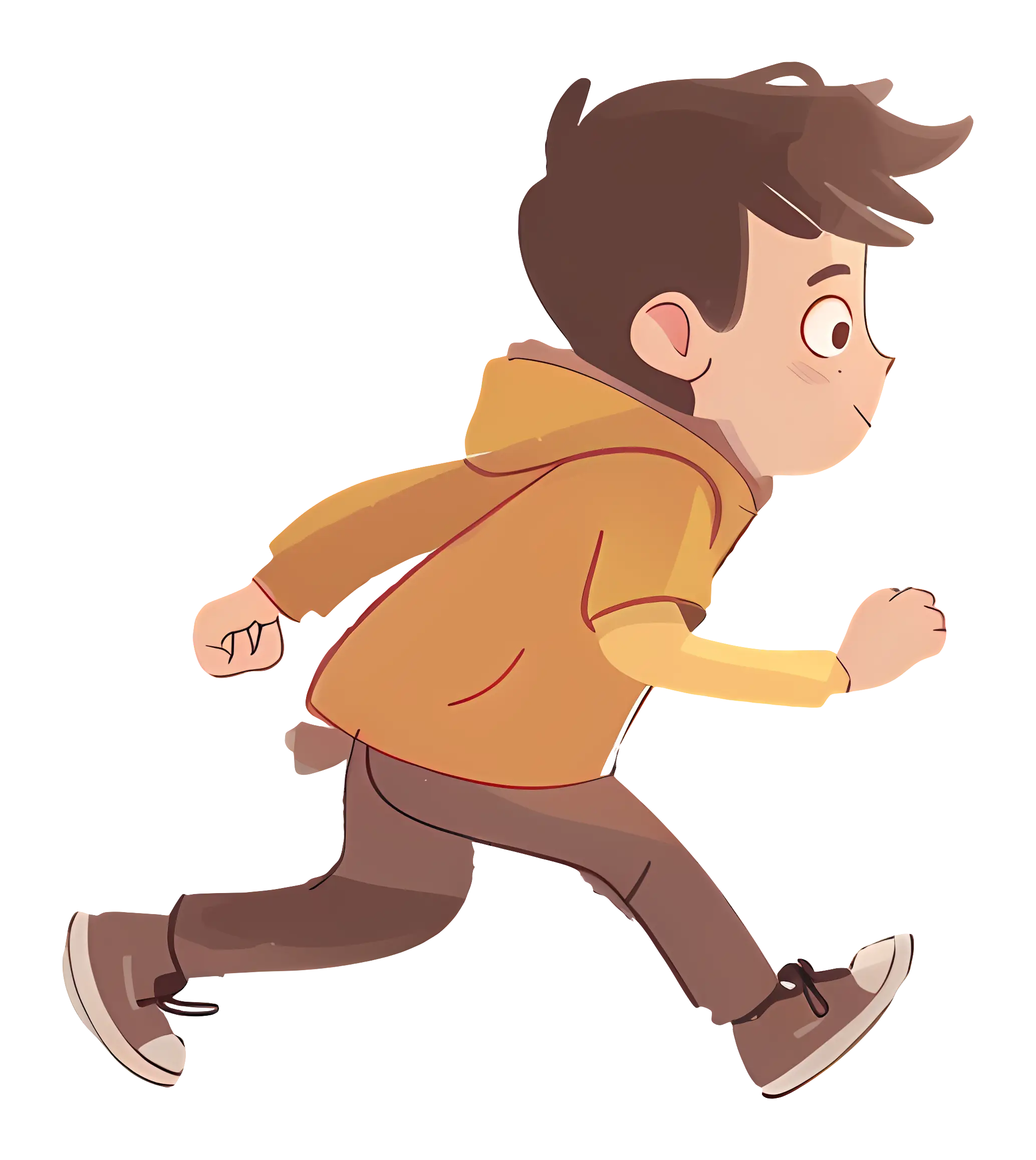 Cartoon Boy Running in Hoodie