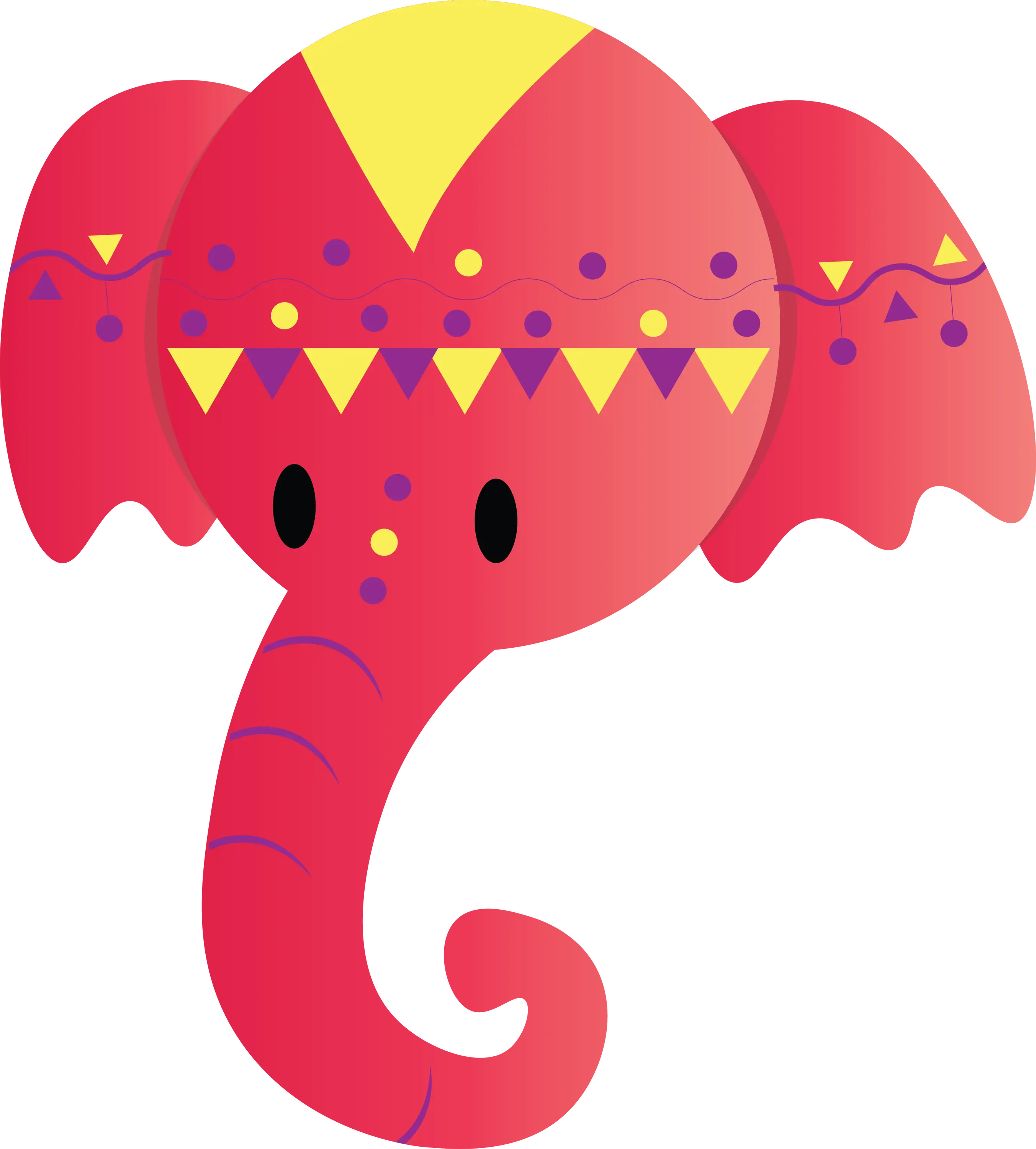 Red Elephant Illustration with Decorative Patterns