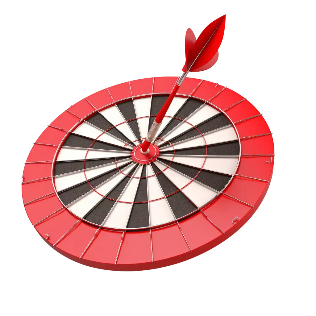 Red and Black Dartboard with Arrow